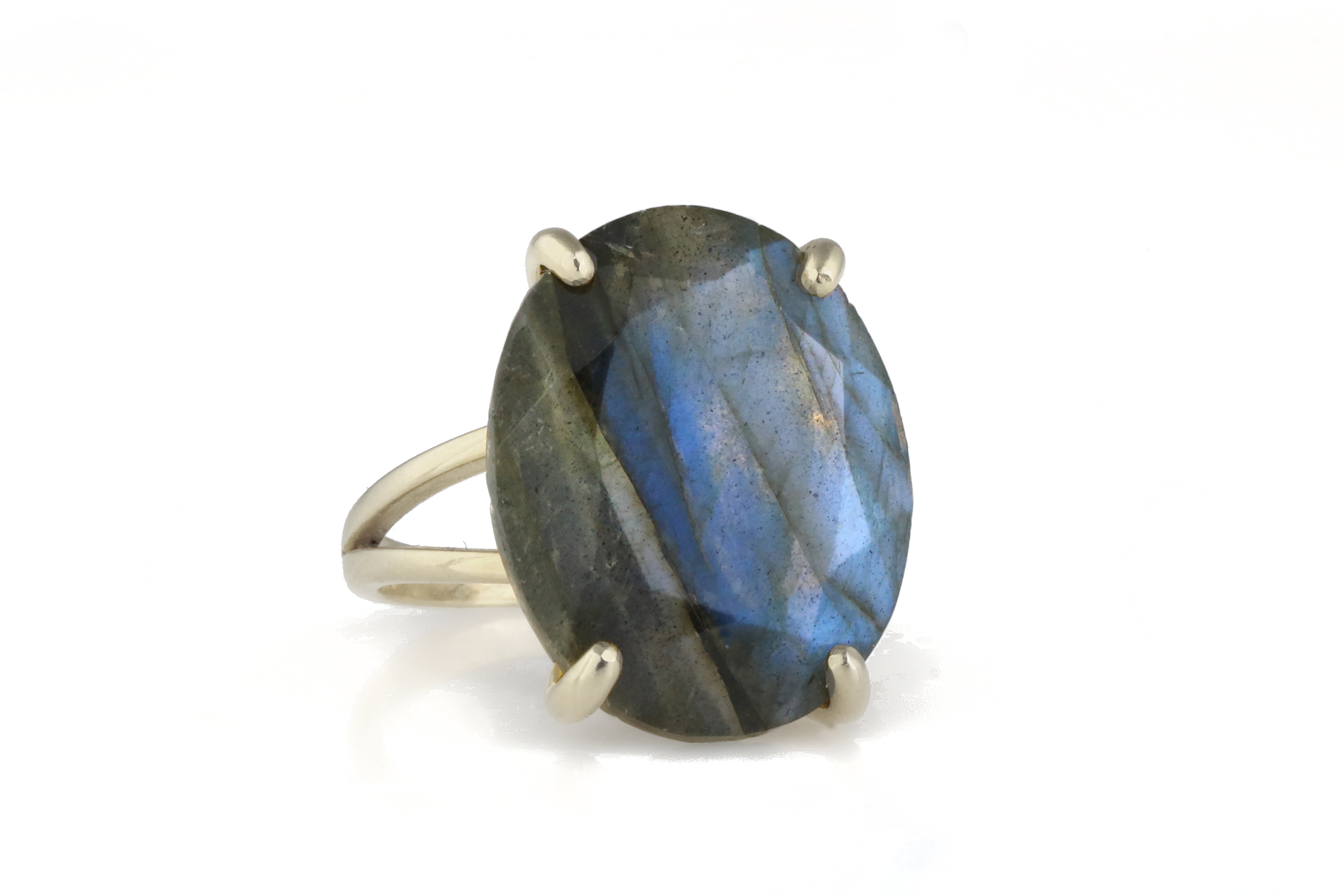 Sterling Silver Ring with Oval Labradorite Rings Anemone Jewelry