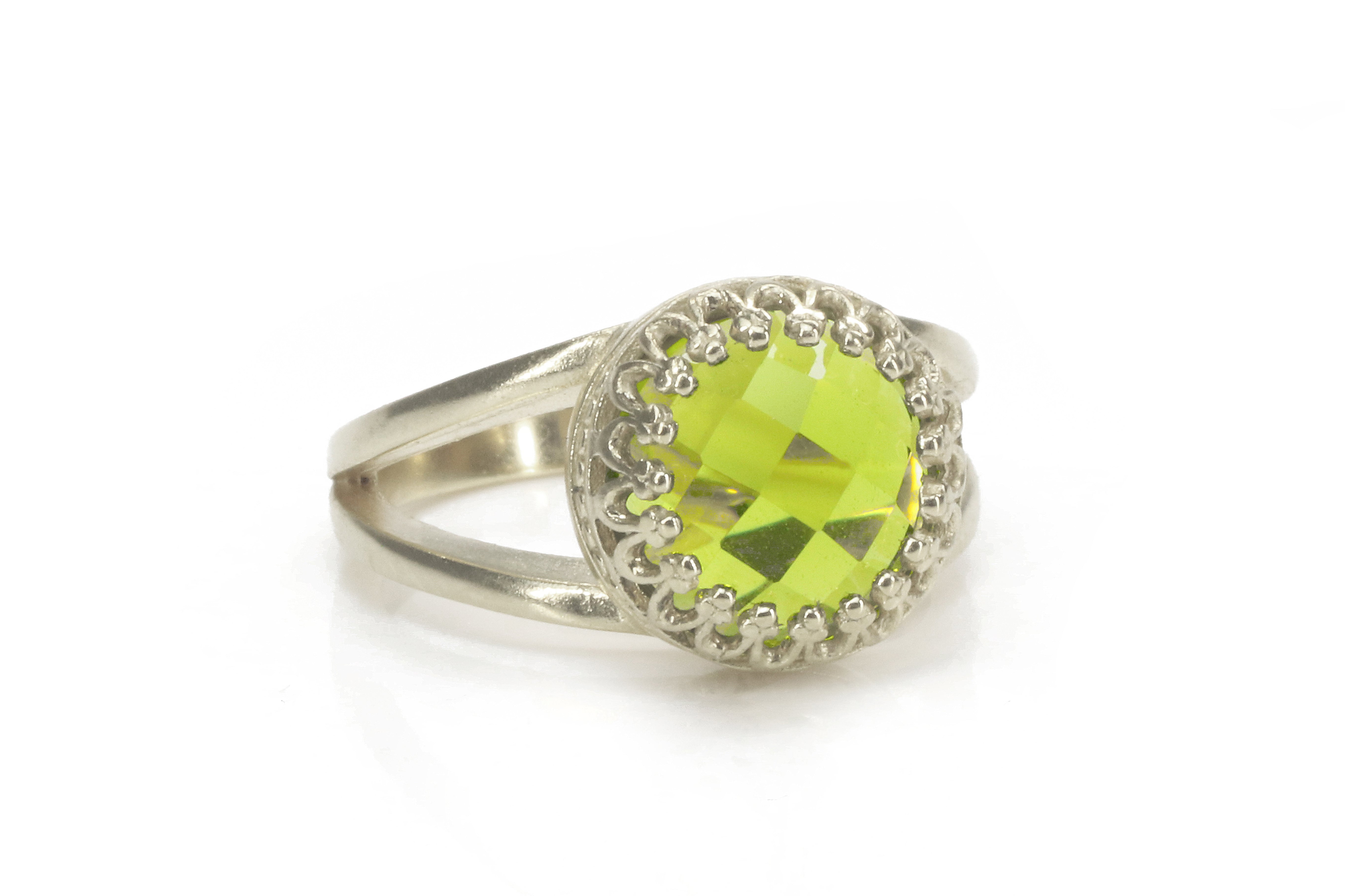 Radiant Peridot Ring in Sterling Silver Rings Anemone Jewelry