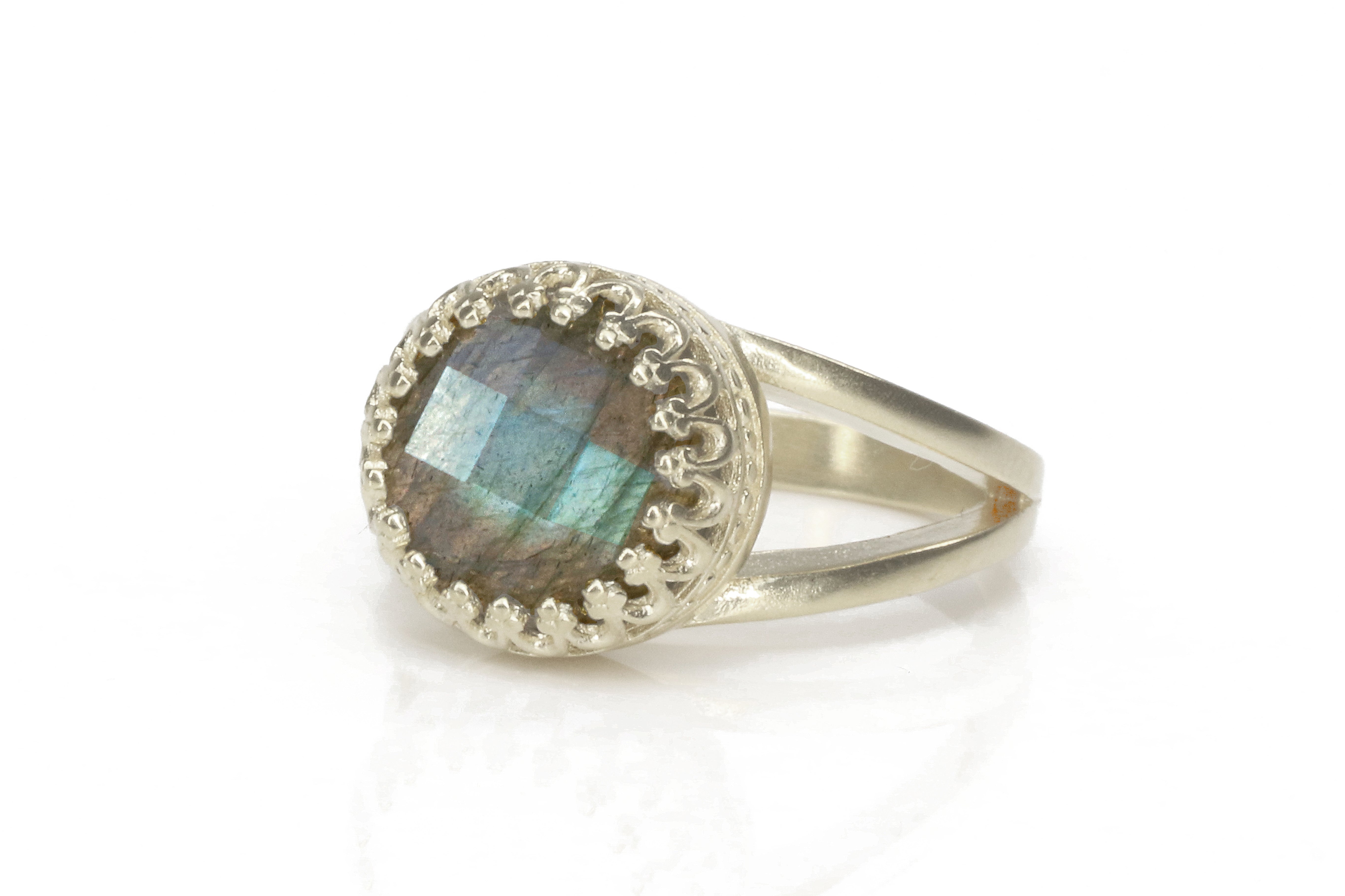Colorful Labradorite Ring in 14k Rose Gold Rings Anemone Jewelry