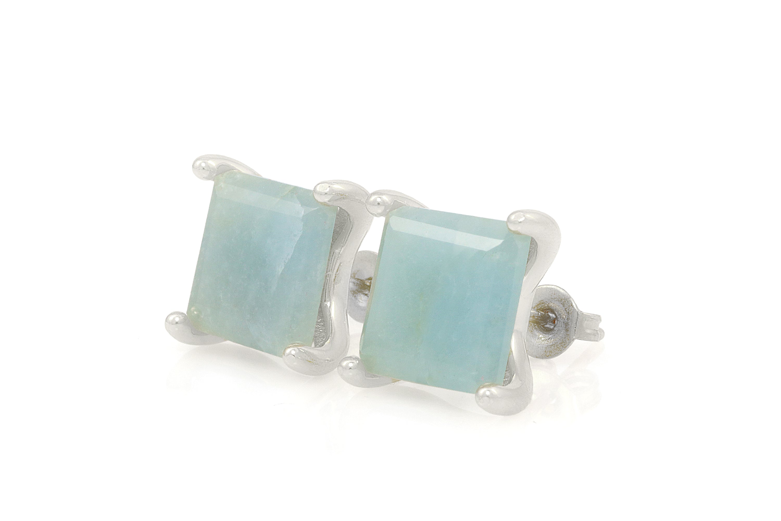 Elegant Square Aquamarine Gold Earrings Earrings Anemone Unique