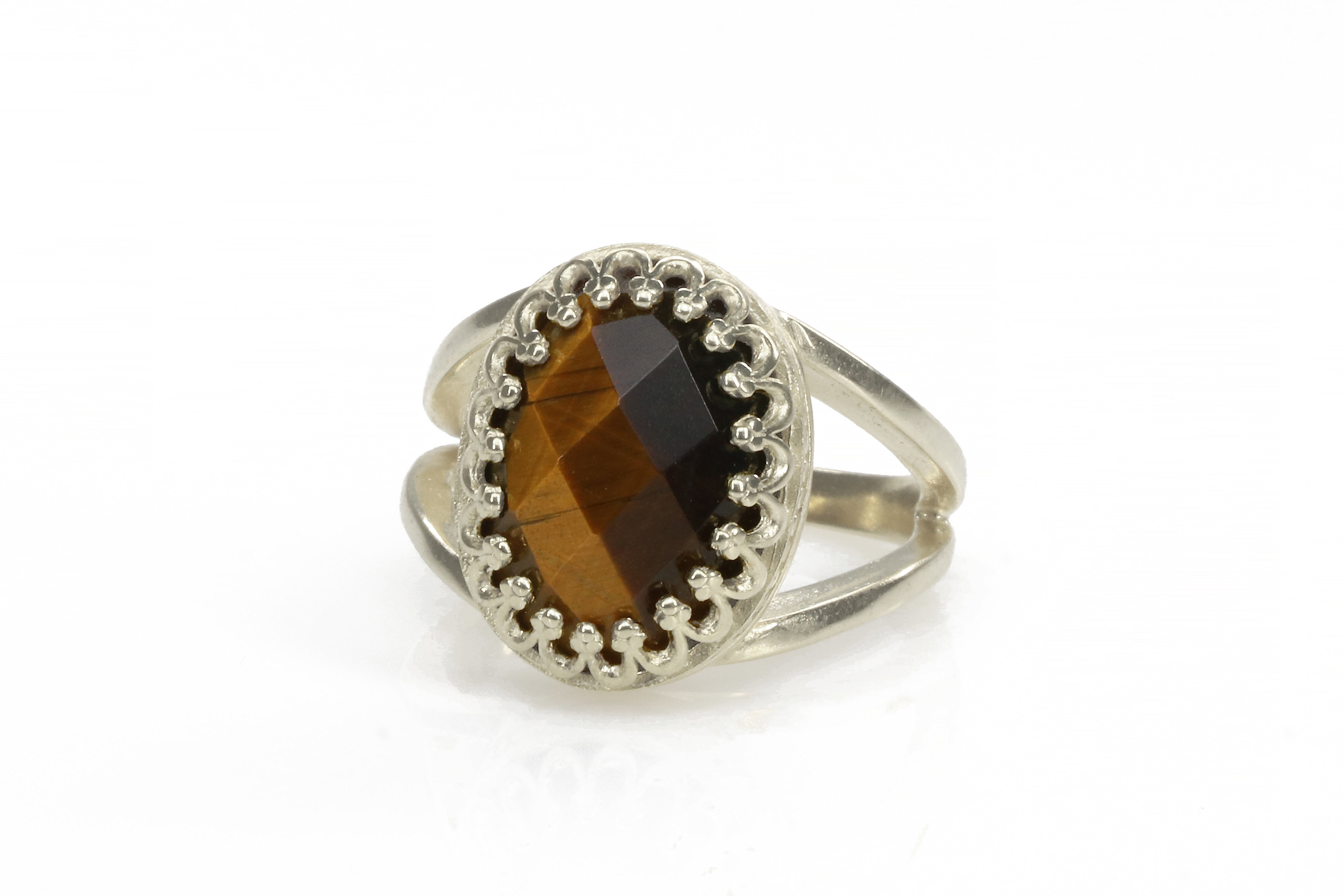 Unique Oval Tiger Eye Ring in 14k Gold Rings Anemone Jewelry