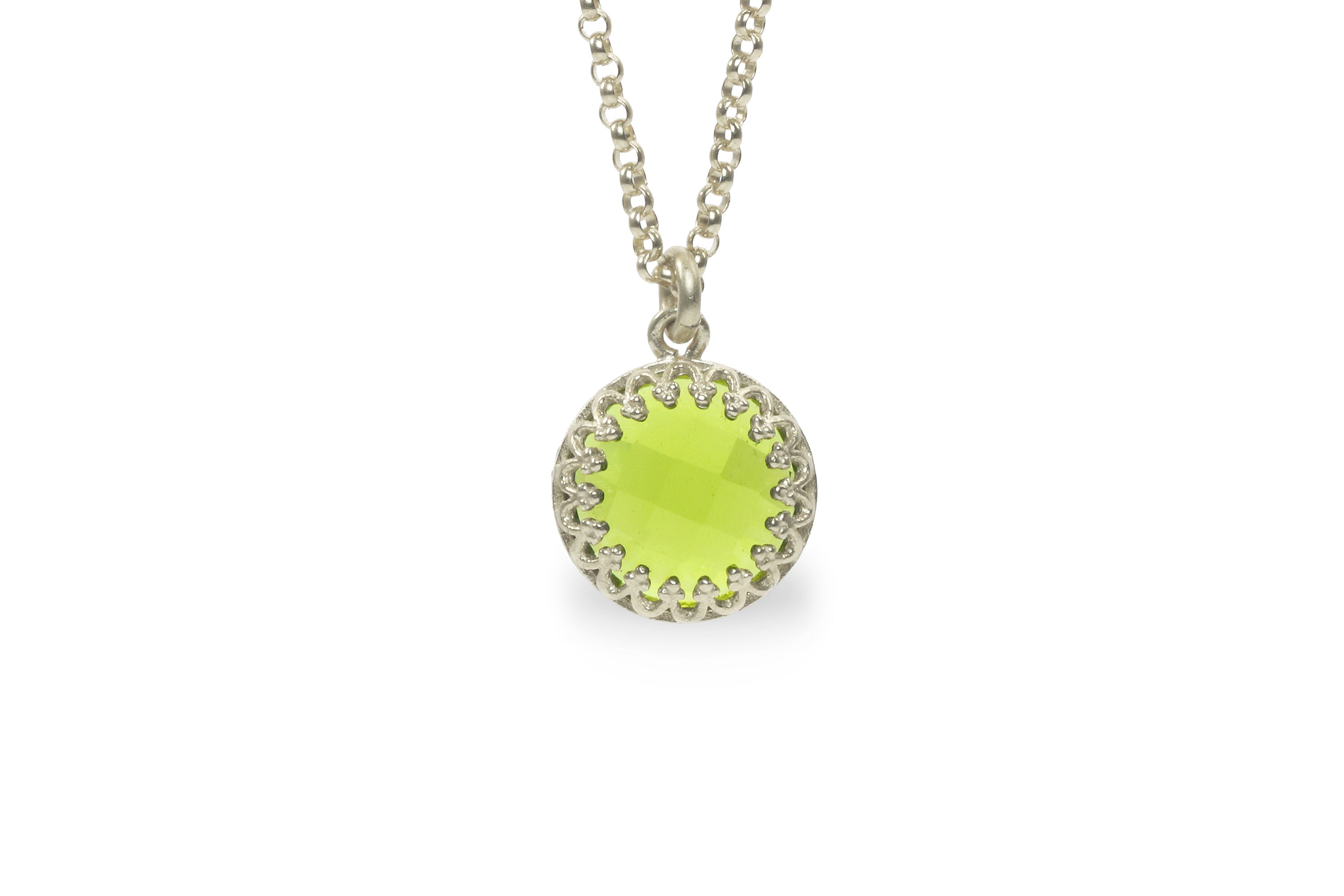 Round Cut Peridot Pendant Gold Necklace necklaces Anemone Jewelry