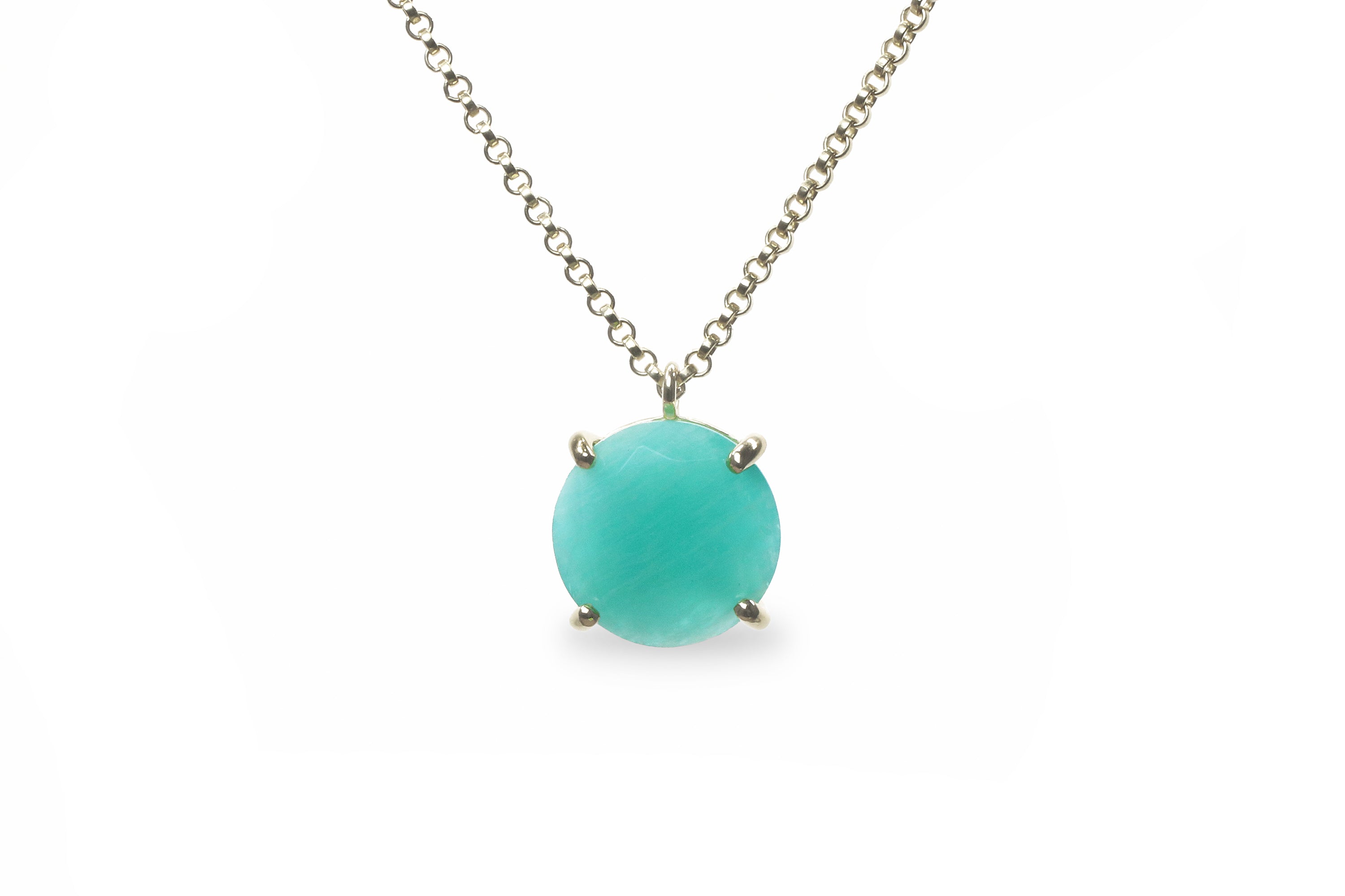 Yellow Gold Necklace with Amazonite Pendant necklaces Anemone Jewelry
