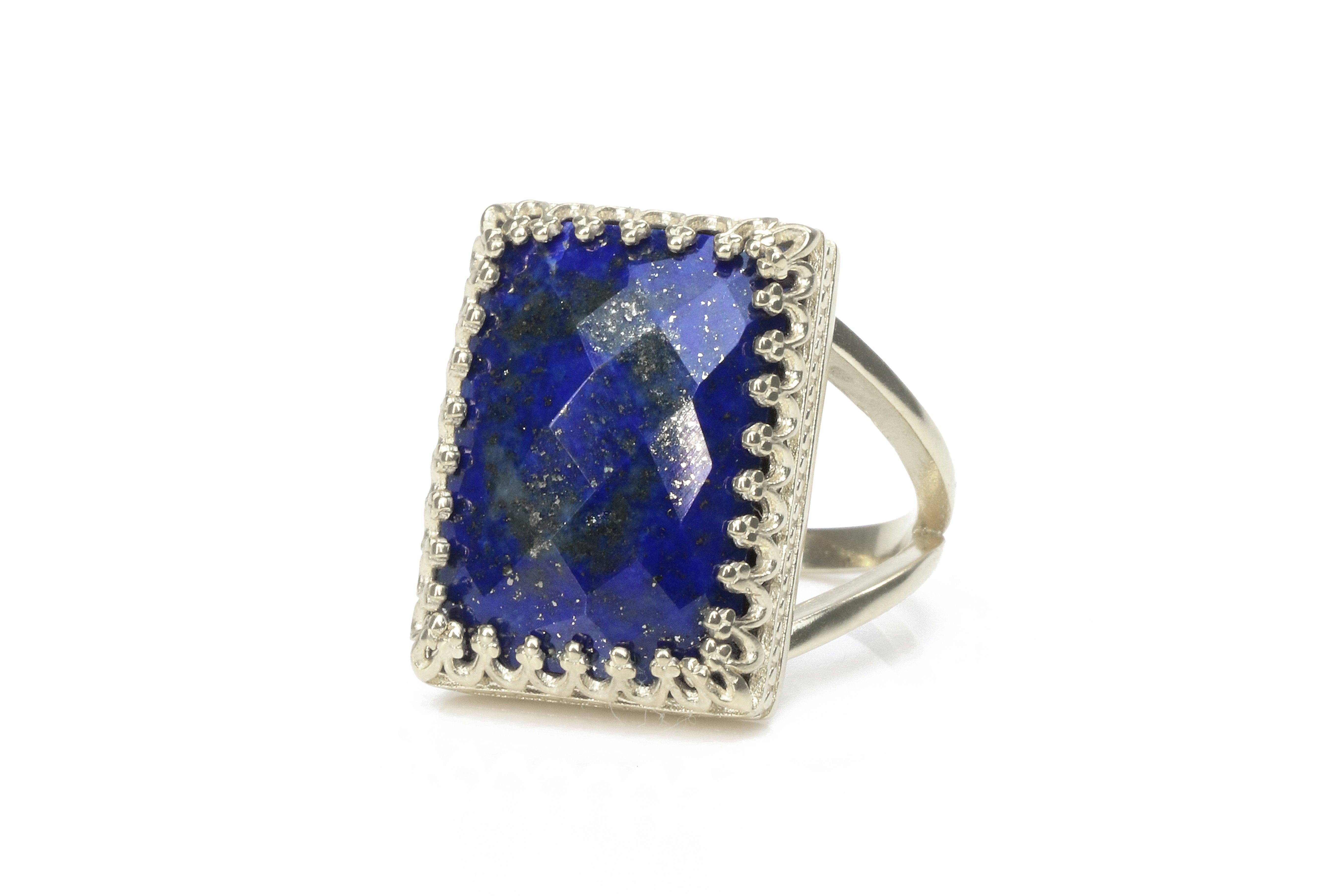 Lapis Lazuli Prong Ring Rose Gold Rings Anemone Jewelry