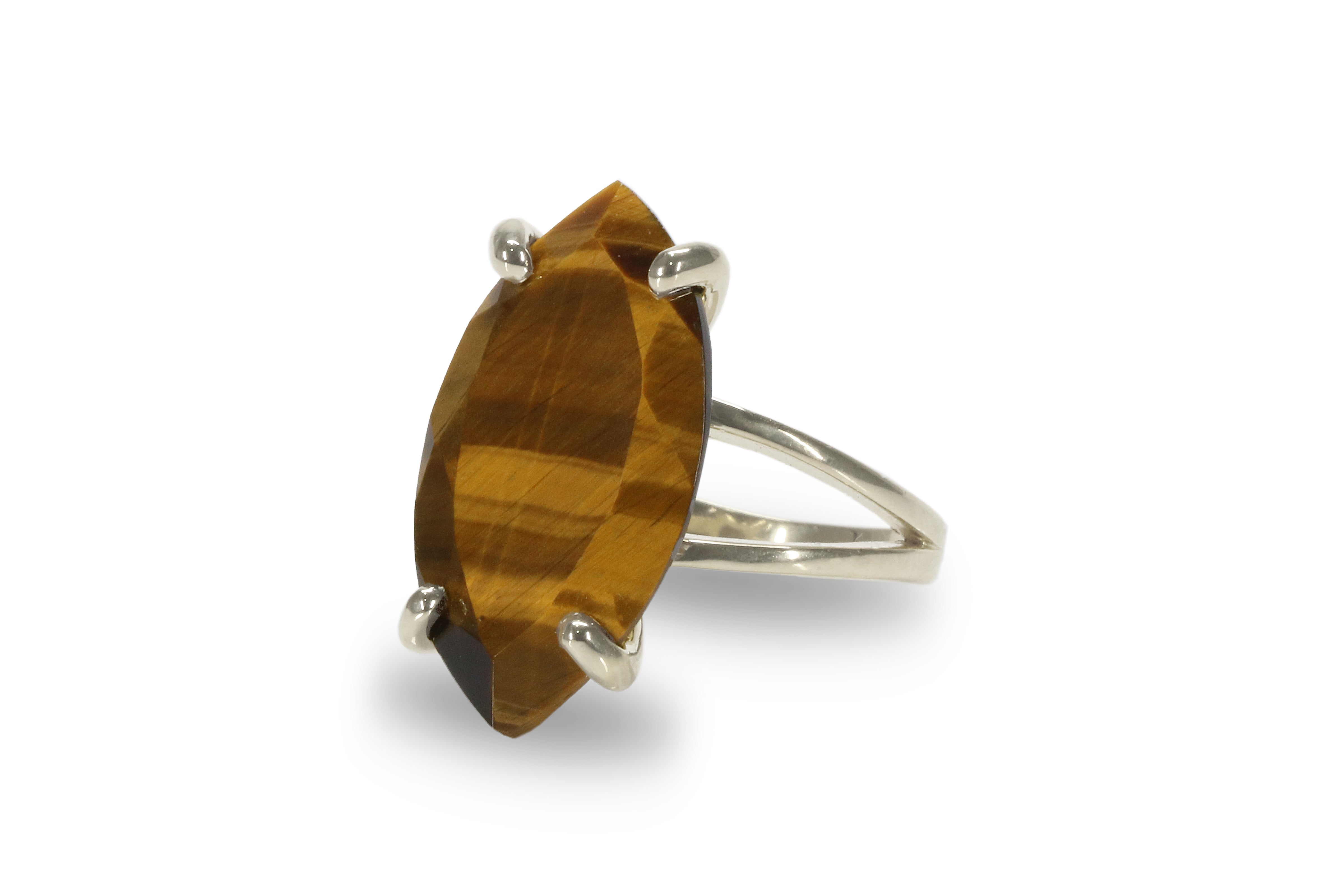 Fabulous Marquise Tiger Eye Ring in 925 Sterling Silver Rings Anemone Jewelry