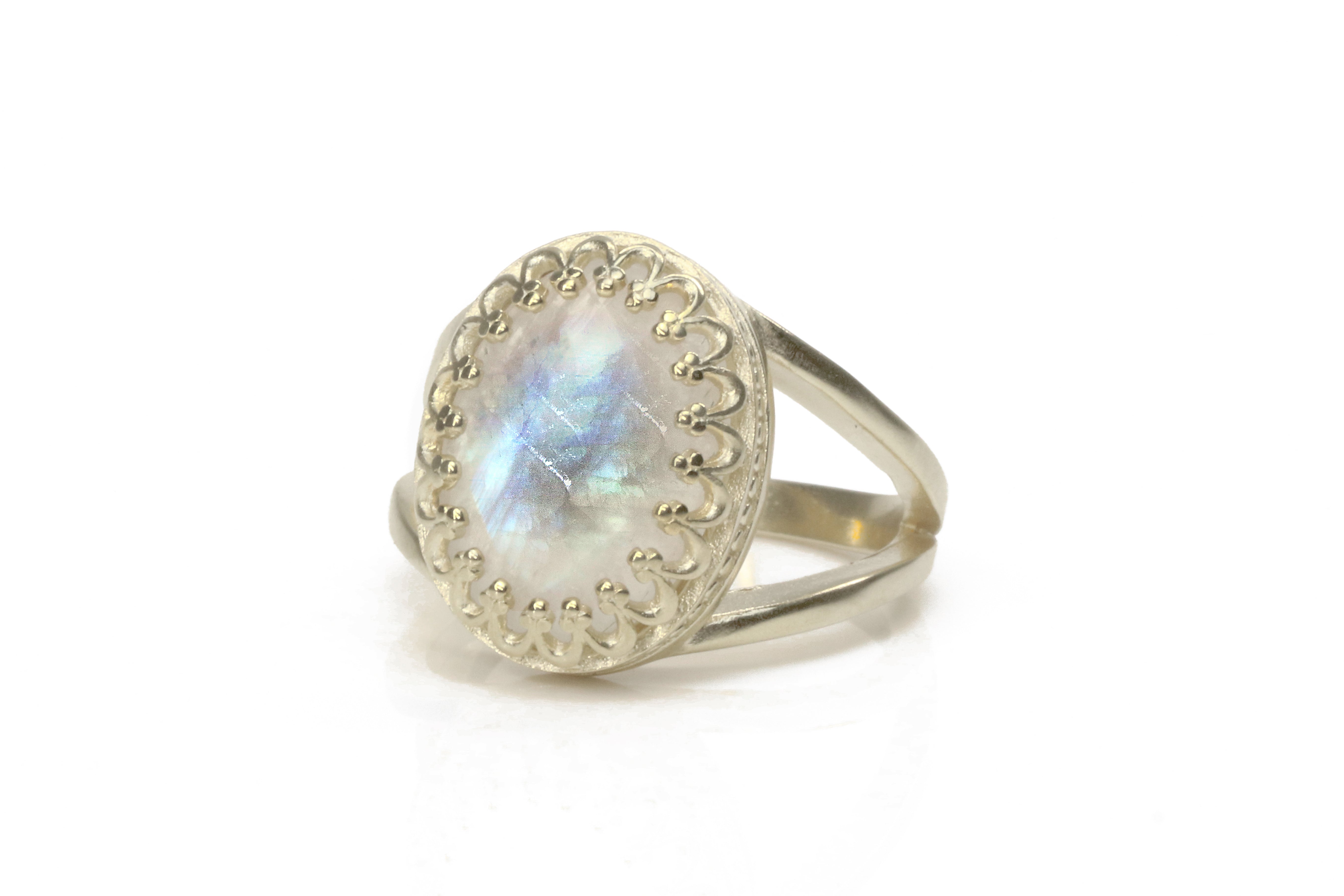 Adorable Oval Moonstone Ring with 14K Rose Gold-filled Band Rings Anemone Jewelry