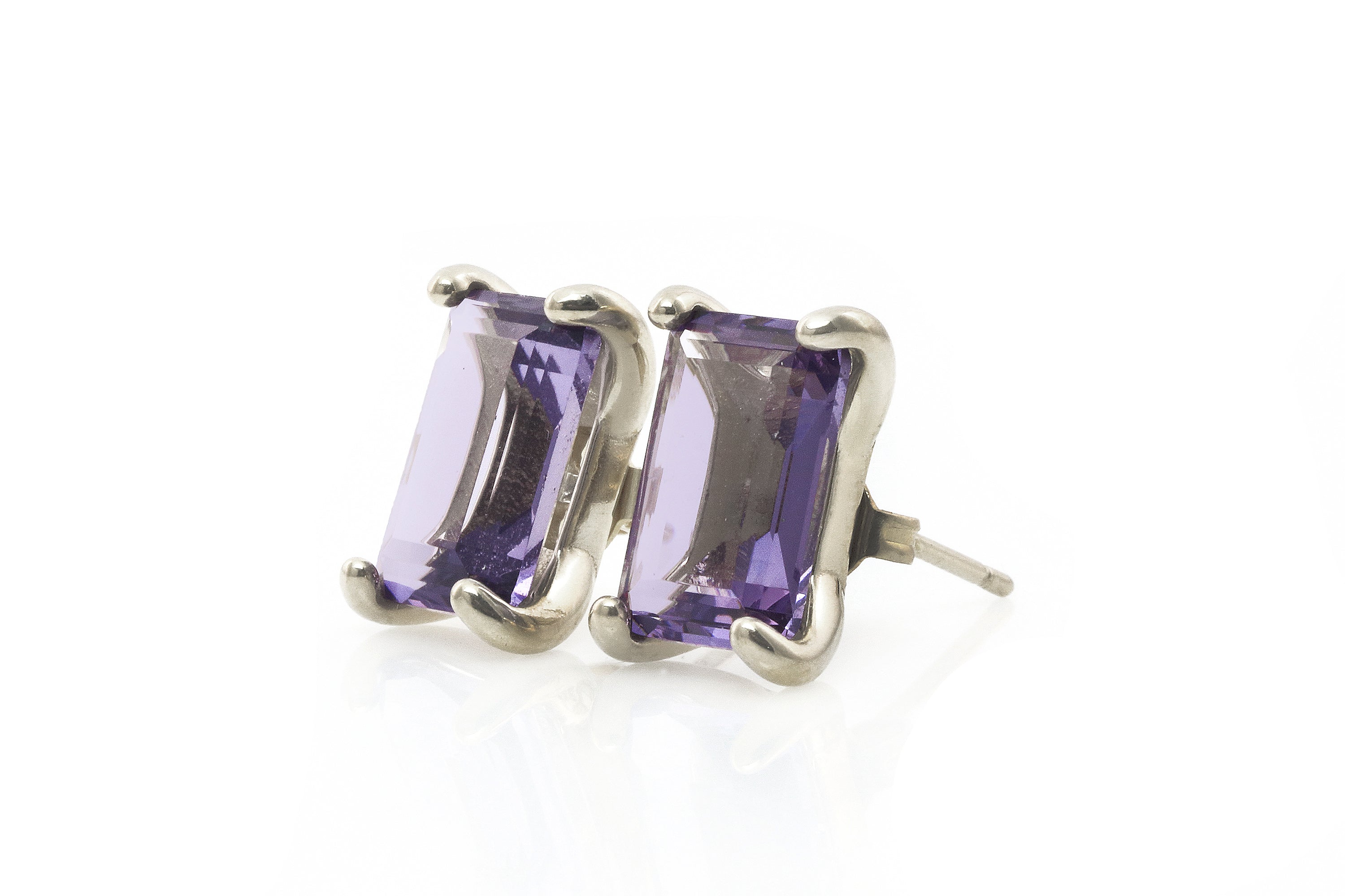 Purple Amethyst Sterling Silver Stud Earrings Earrings Anemone Unique