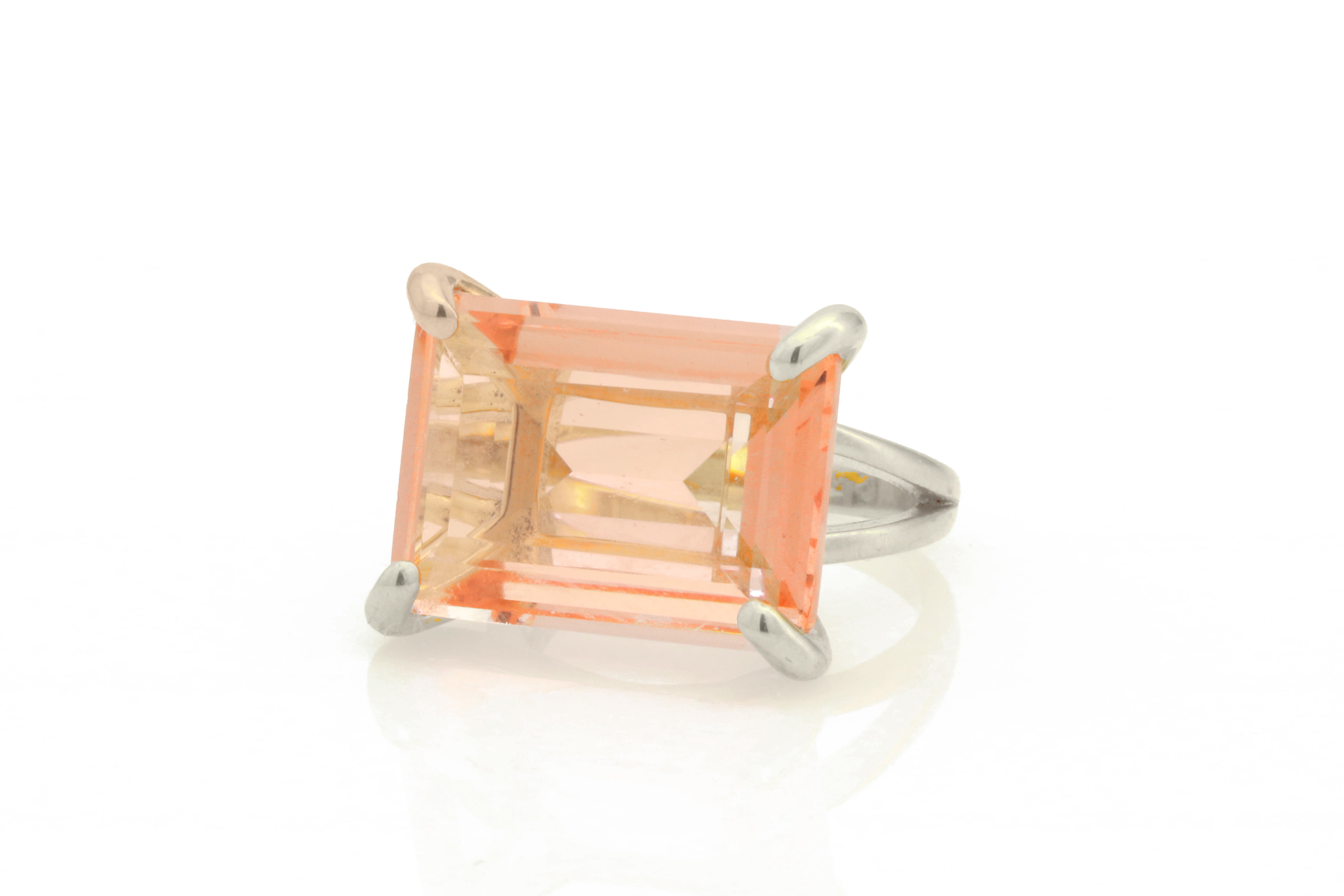 Lustrous Morganite Ring in Gold Rings Anemone Jewelry