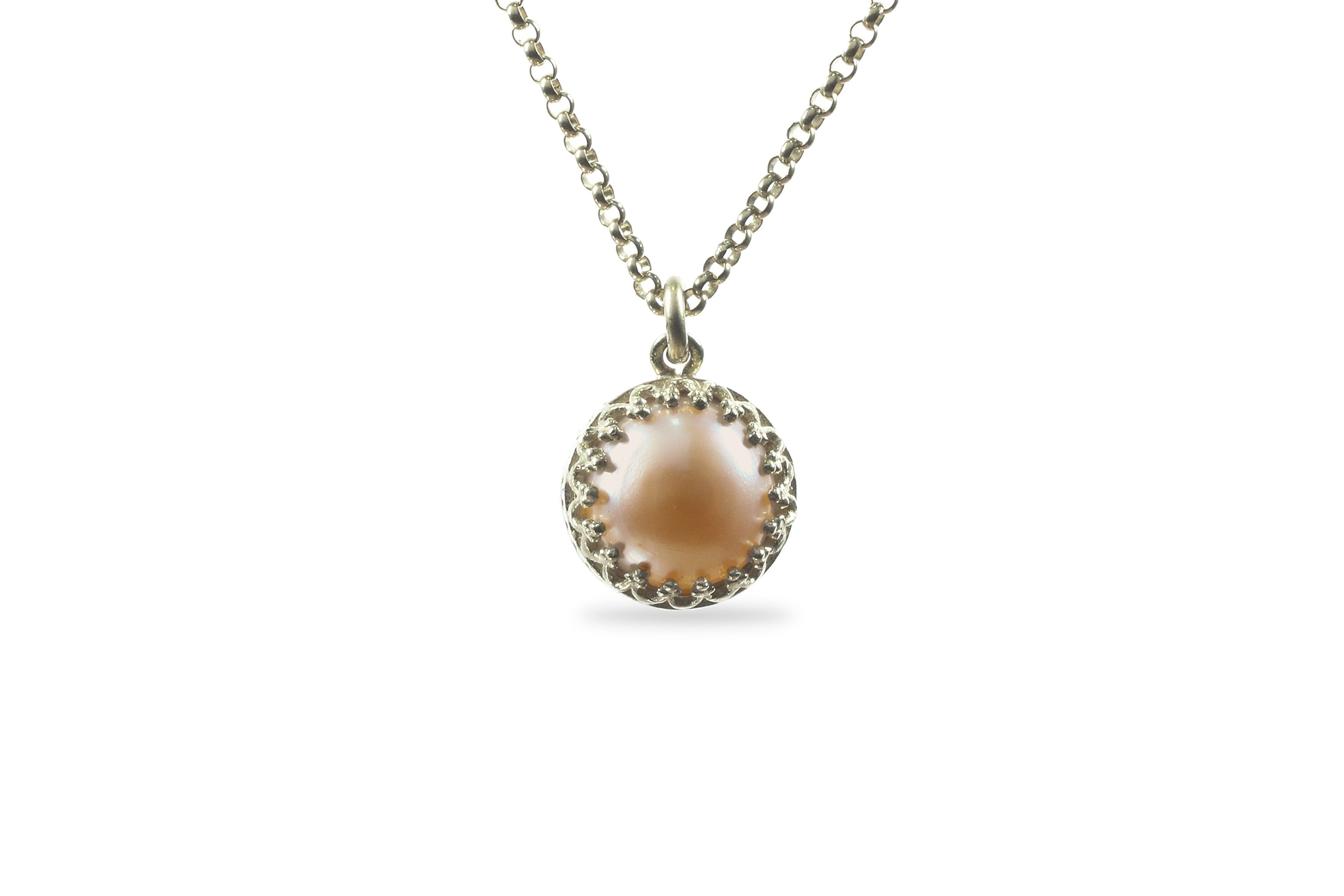 Peach Pearl Pendant Gold Filled Necklace necklaces Anemone Jewelry