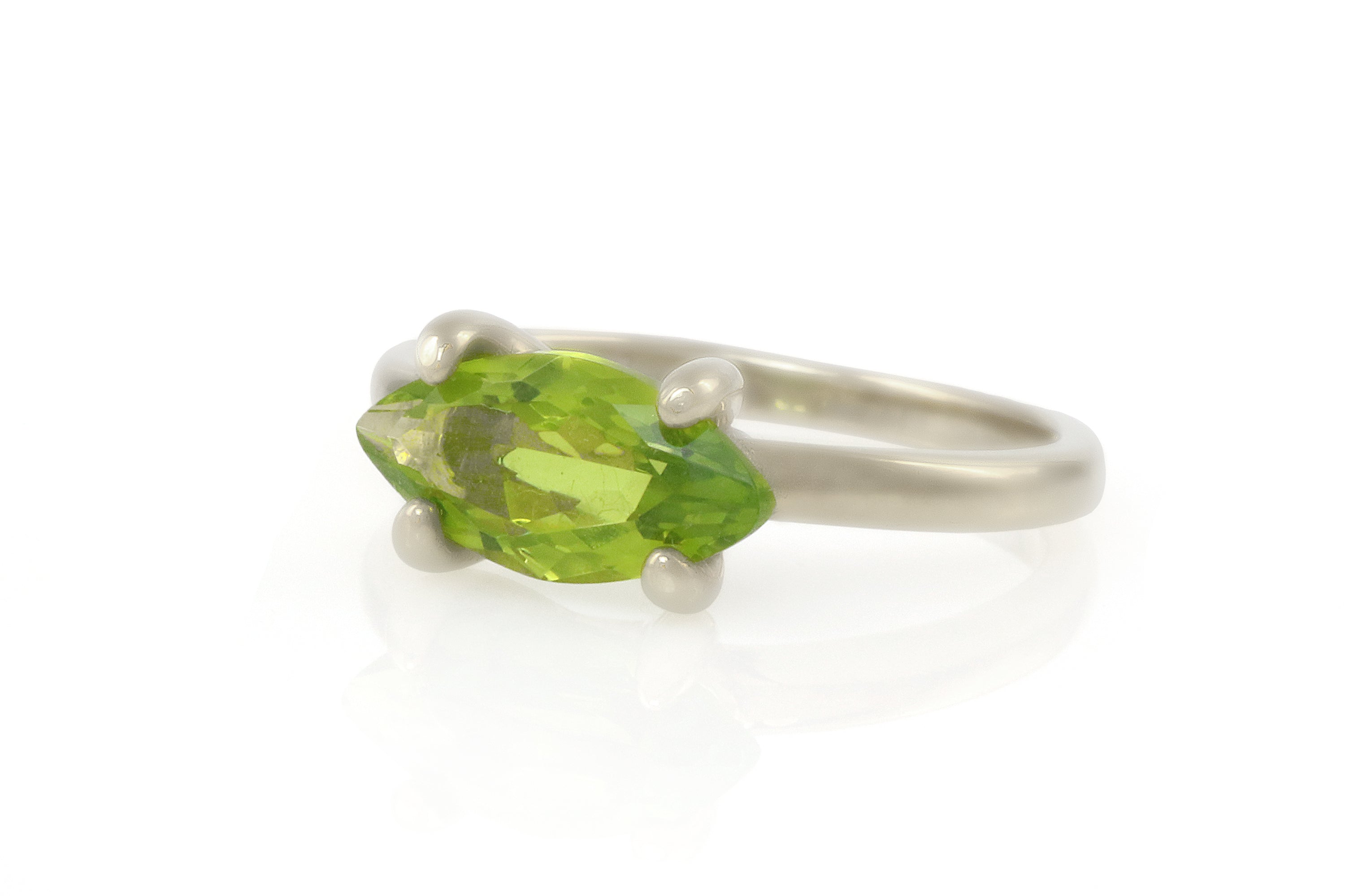 Delicate Peridot Ring in Custom Rose Gold Thin Band Rings Anemone Unique