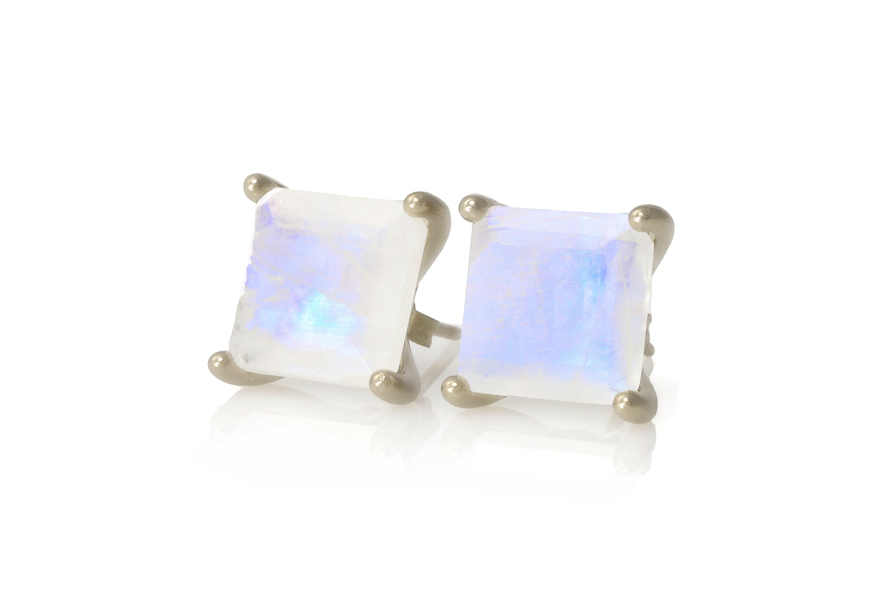 Luminescent Square Moonstone Gold Earrings Earrings Anemone Unique