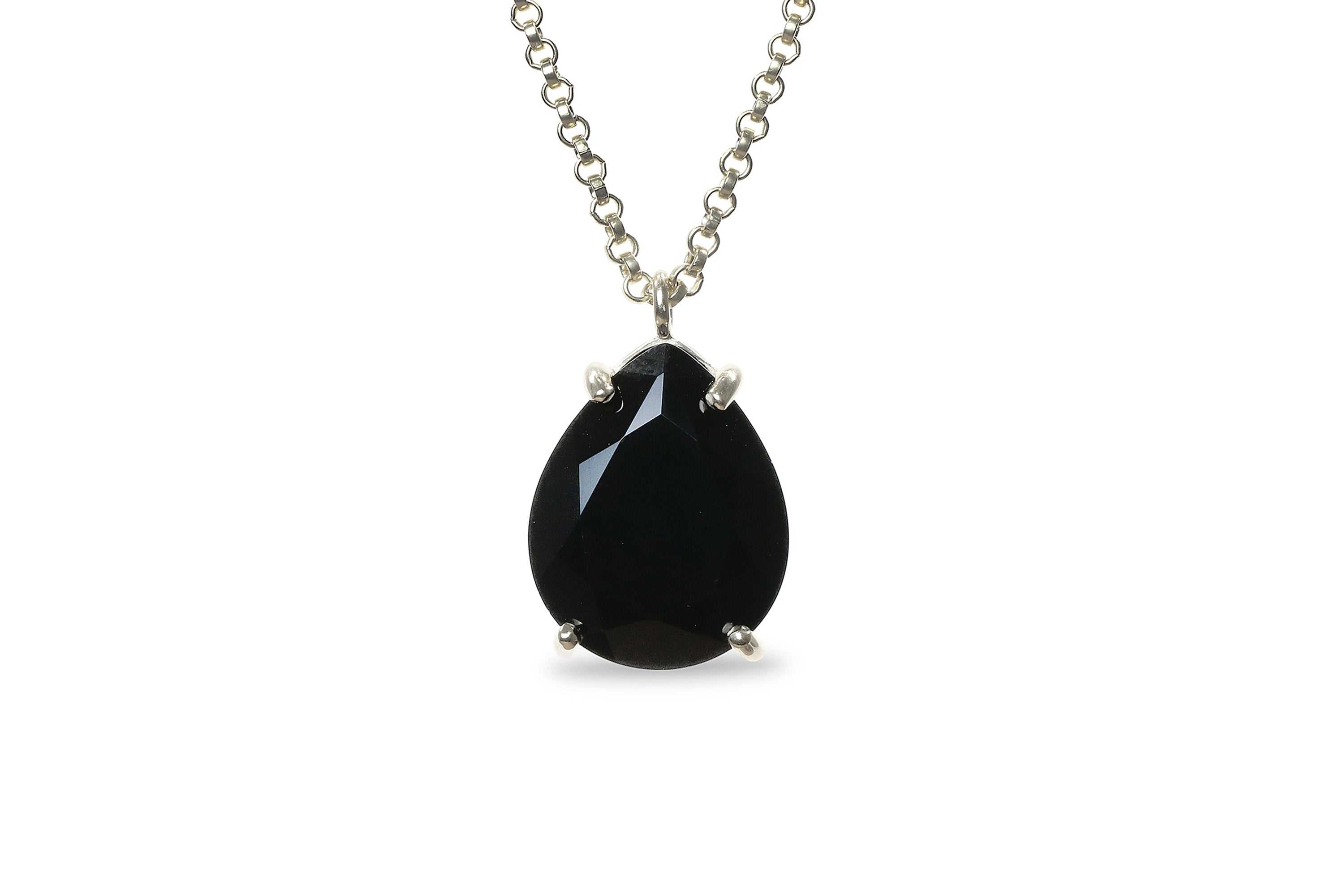 Bold Black Onyx Necklace in 925 Sterling Silver necklaces Anemone Jewelry