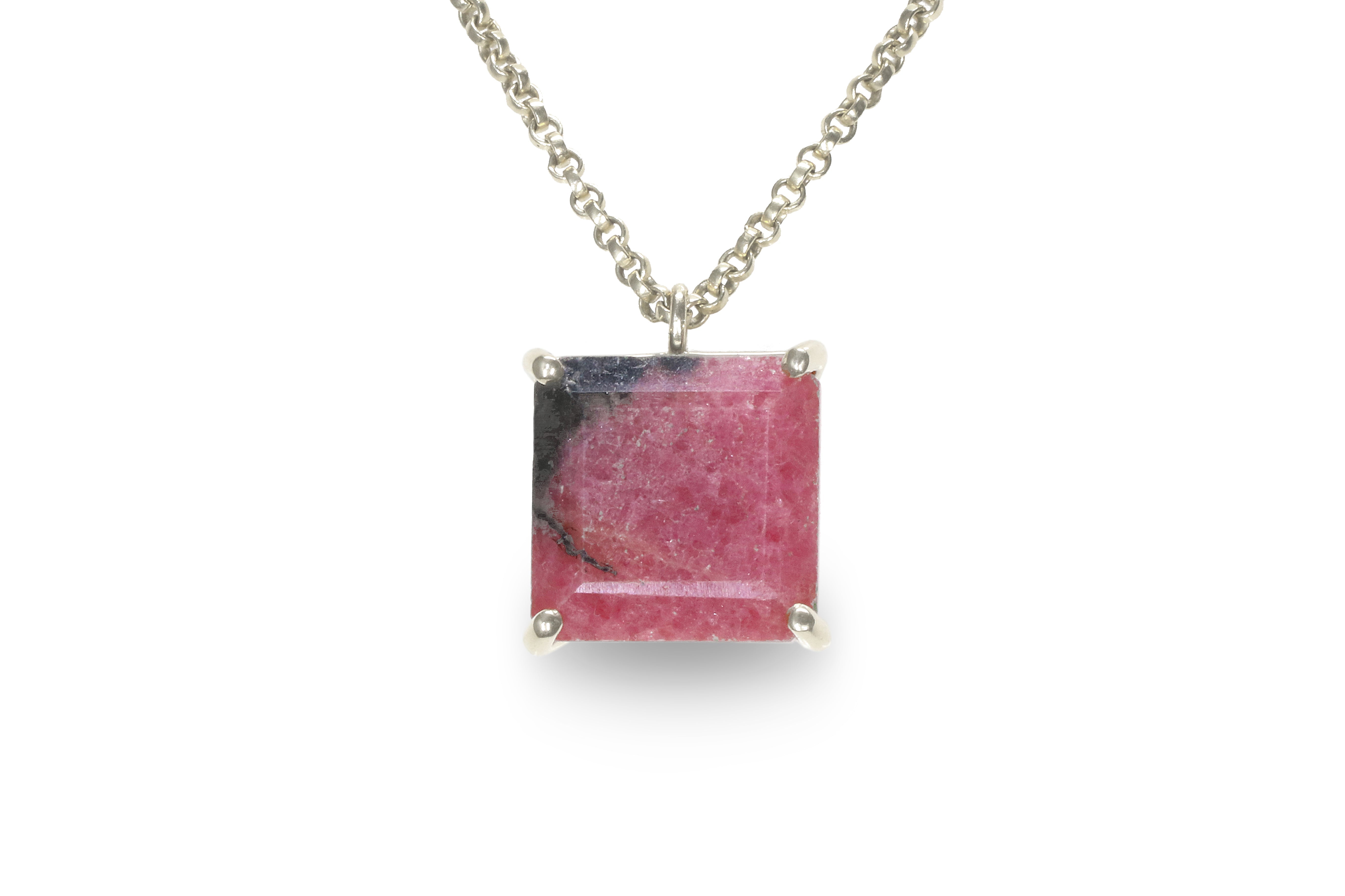 Fascinating Square Rhodonite Pendant Necklace in 14k Gold Filled necklaces Anemone Jewelry