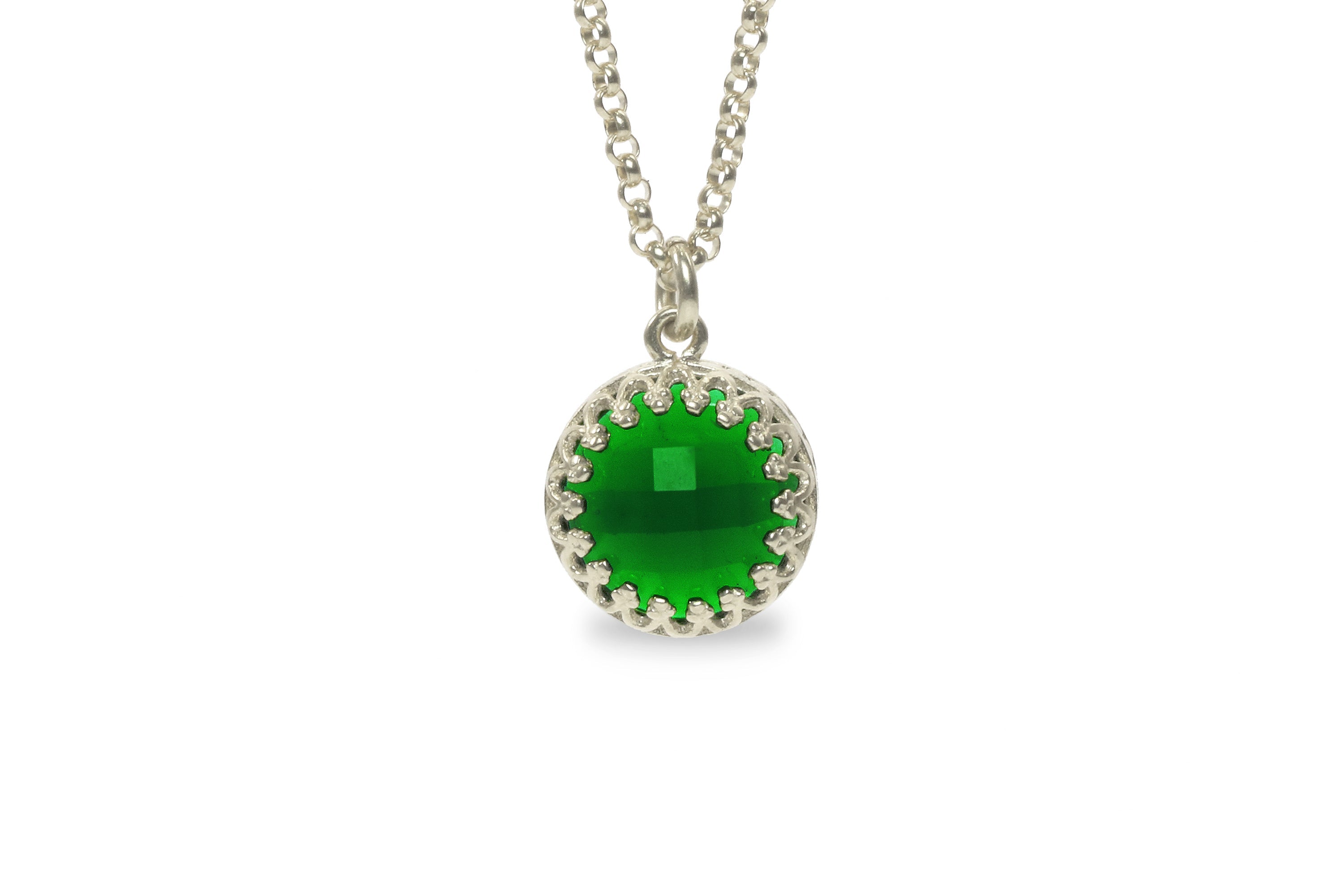 Dainty Emerald Pendant Necklace necklaces Anemone Jewelry