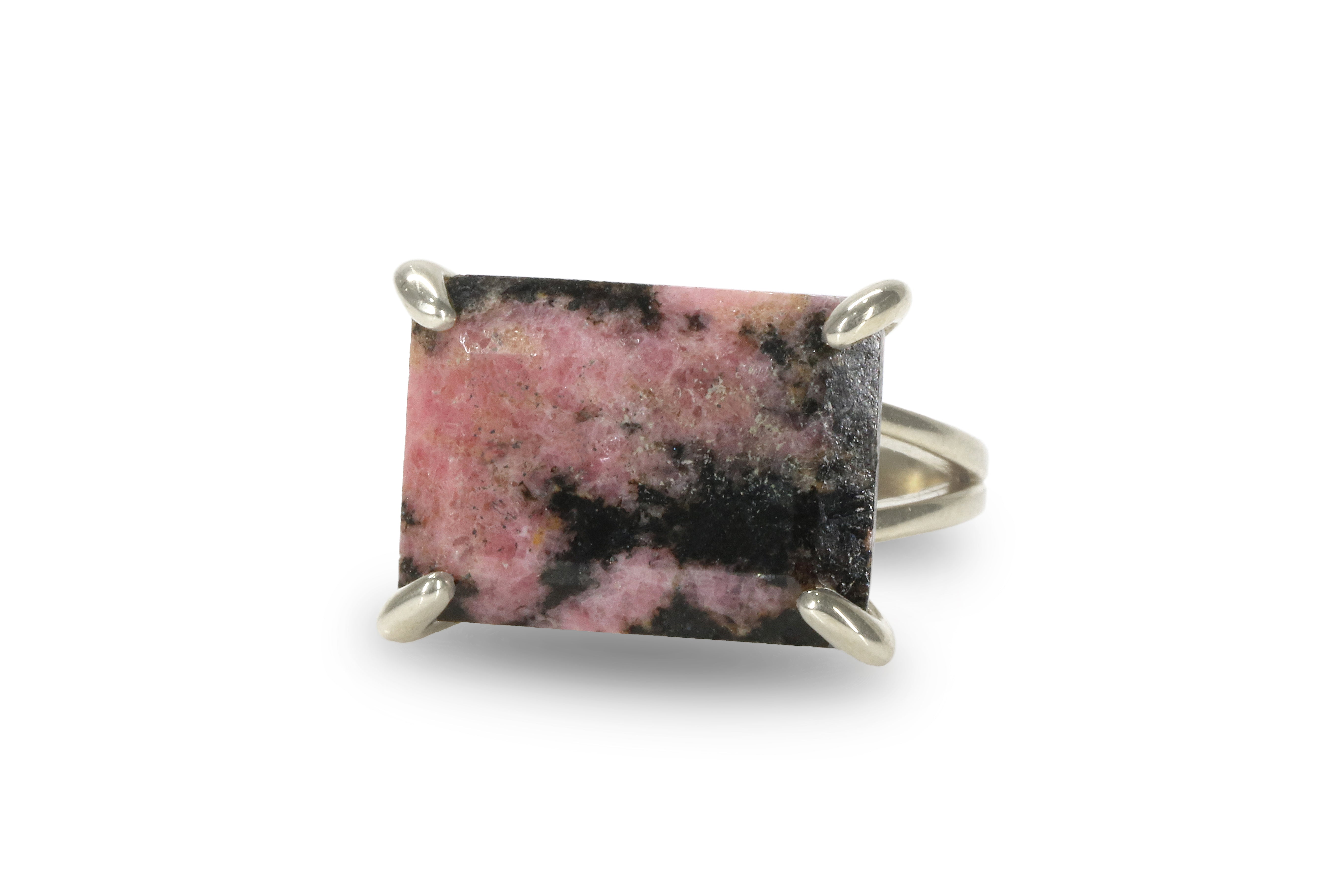 14k Rose Gold Rhodonite Ring in Prong Setting Rings Anemone Jewelry