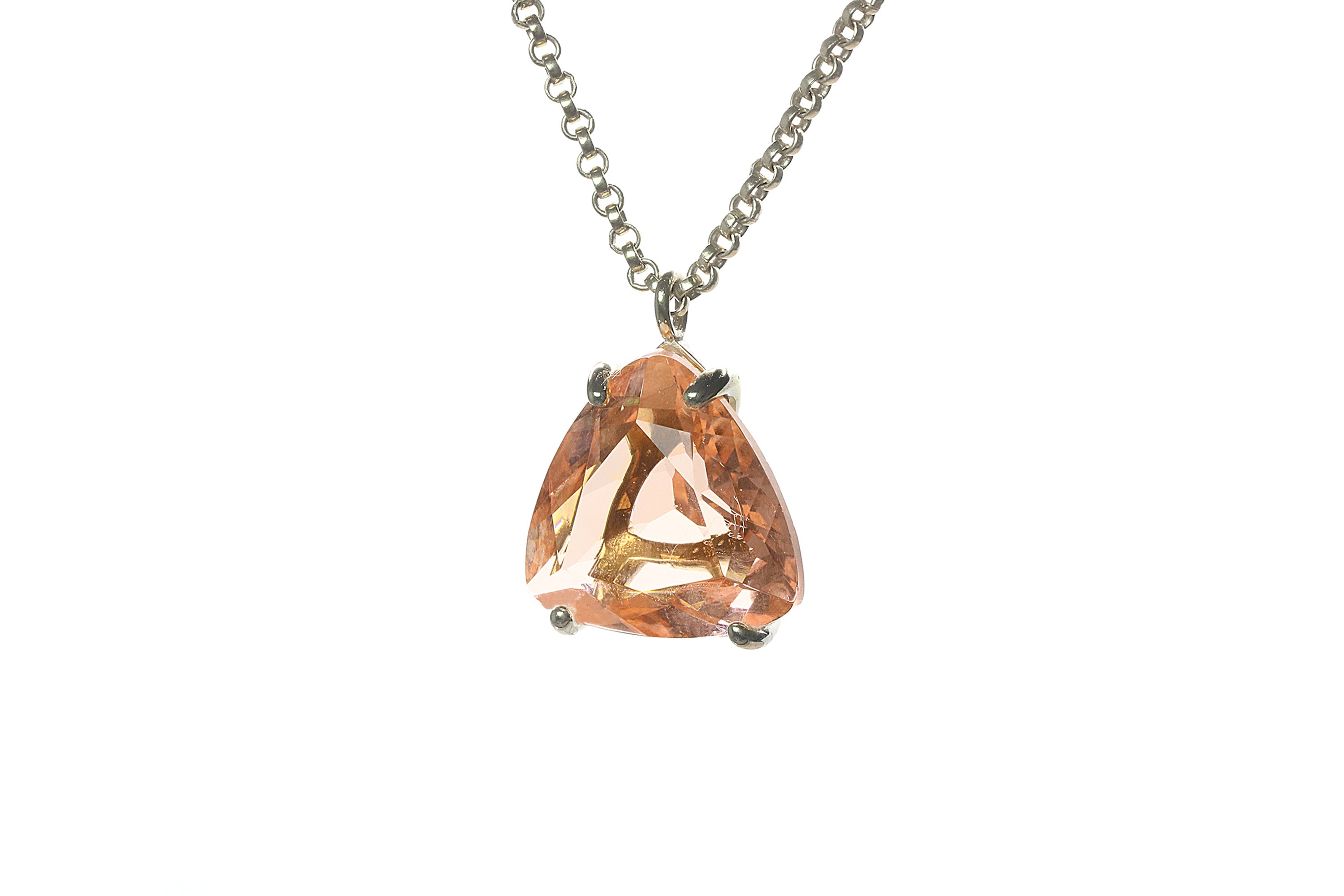 Stylish Triangle Morganite Gold Necklace necklaces Anemone Jewelry