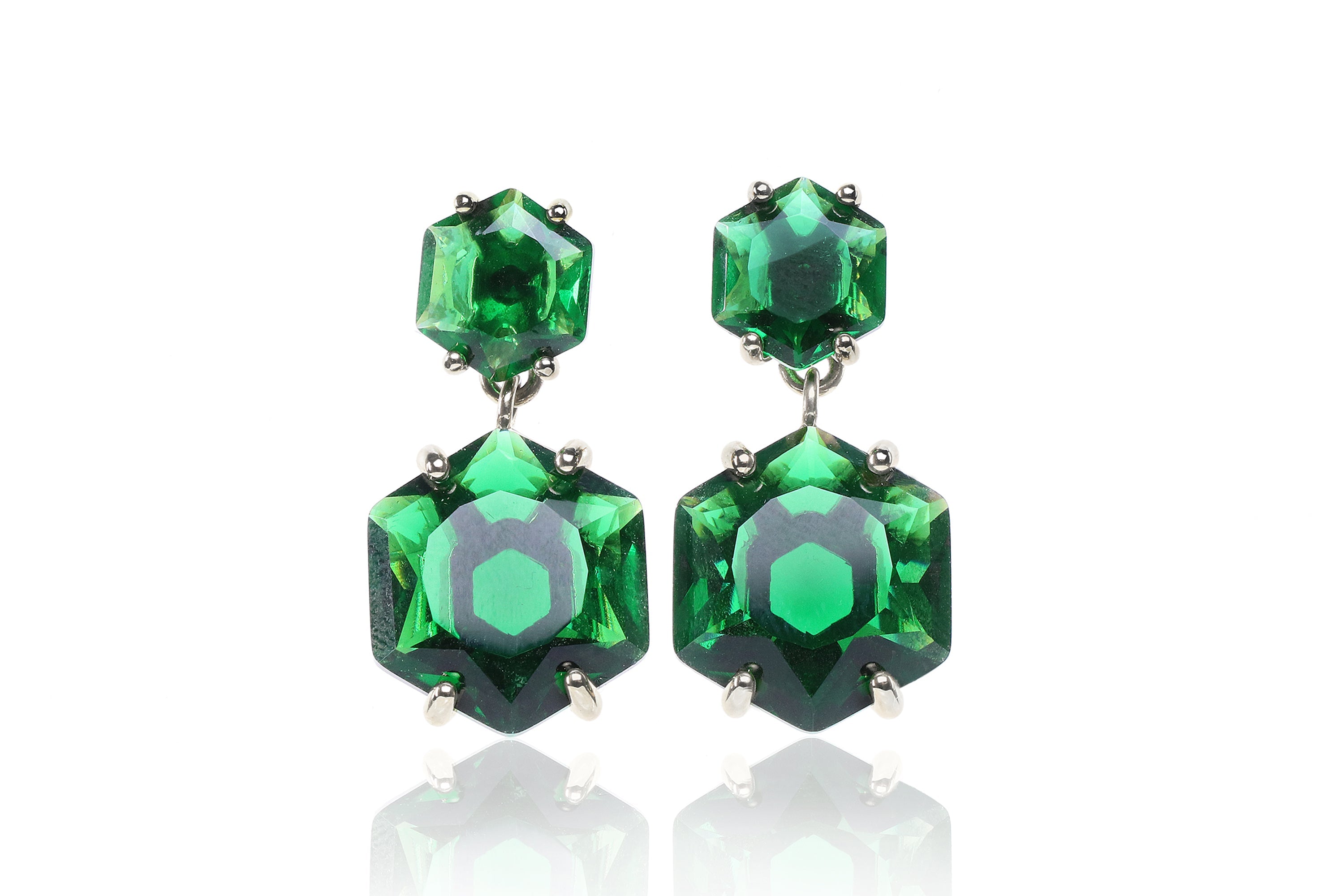 Hexagon Emerald Gold Filled Stud Earrings Earrings Anemone Jewelry