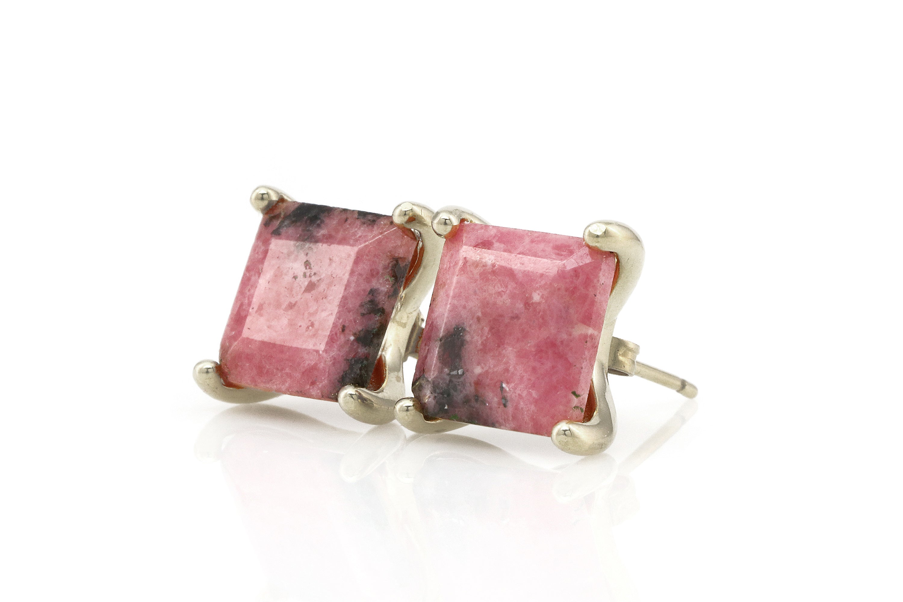 Artisan Square Rhodonite Gold Earrings Earrings Anemone Unique