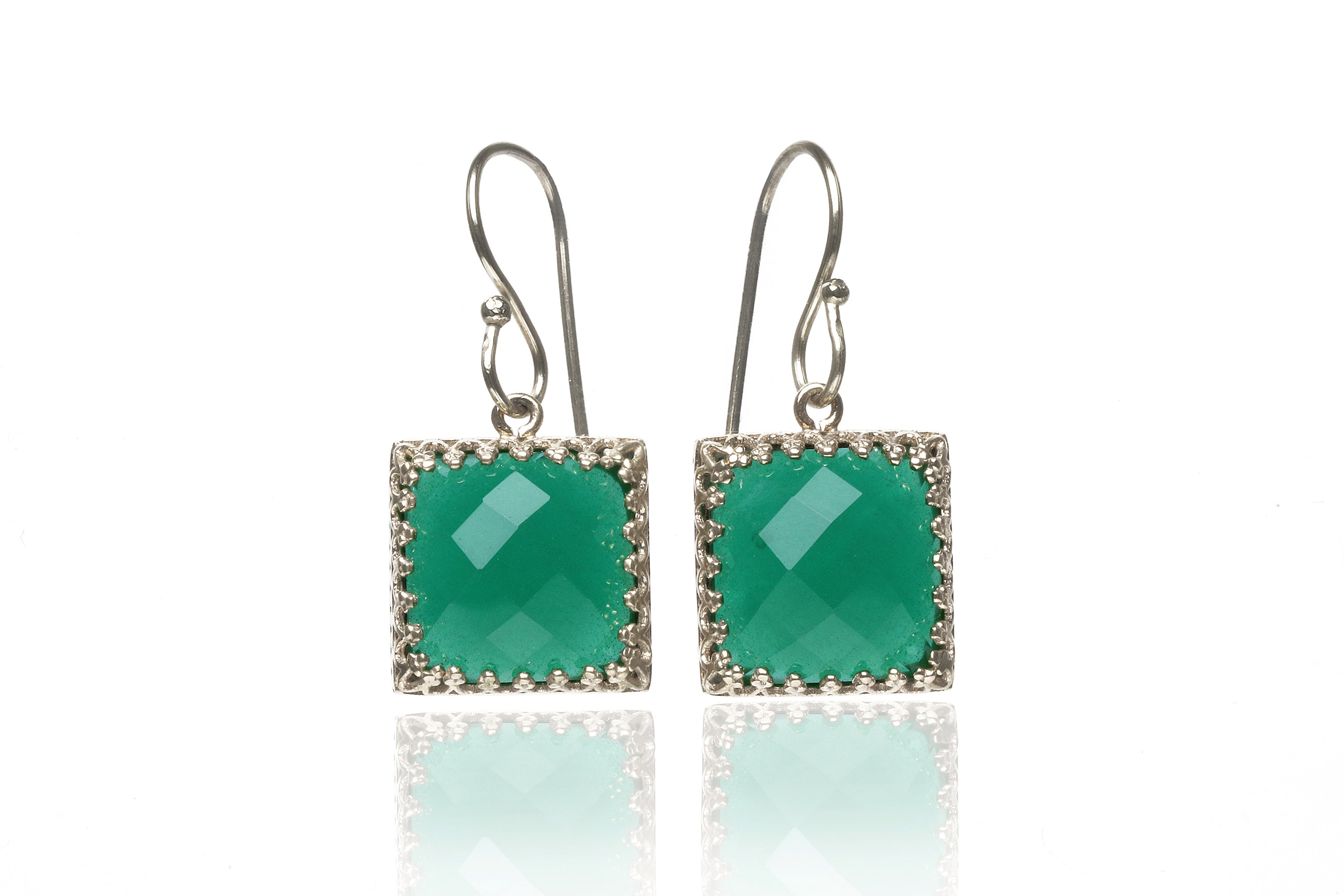 Luscious Square Onyx Earrings in Gold Earrings Anemone Jewelry