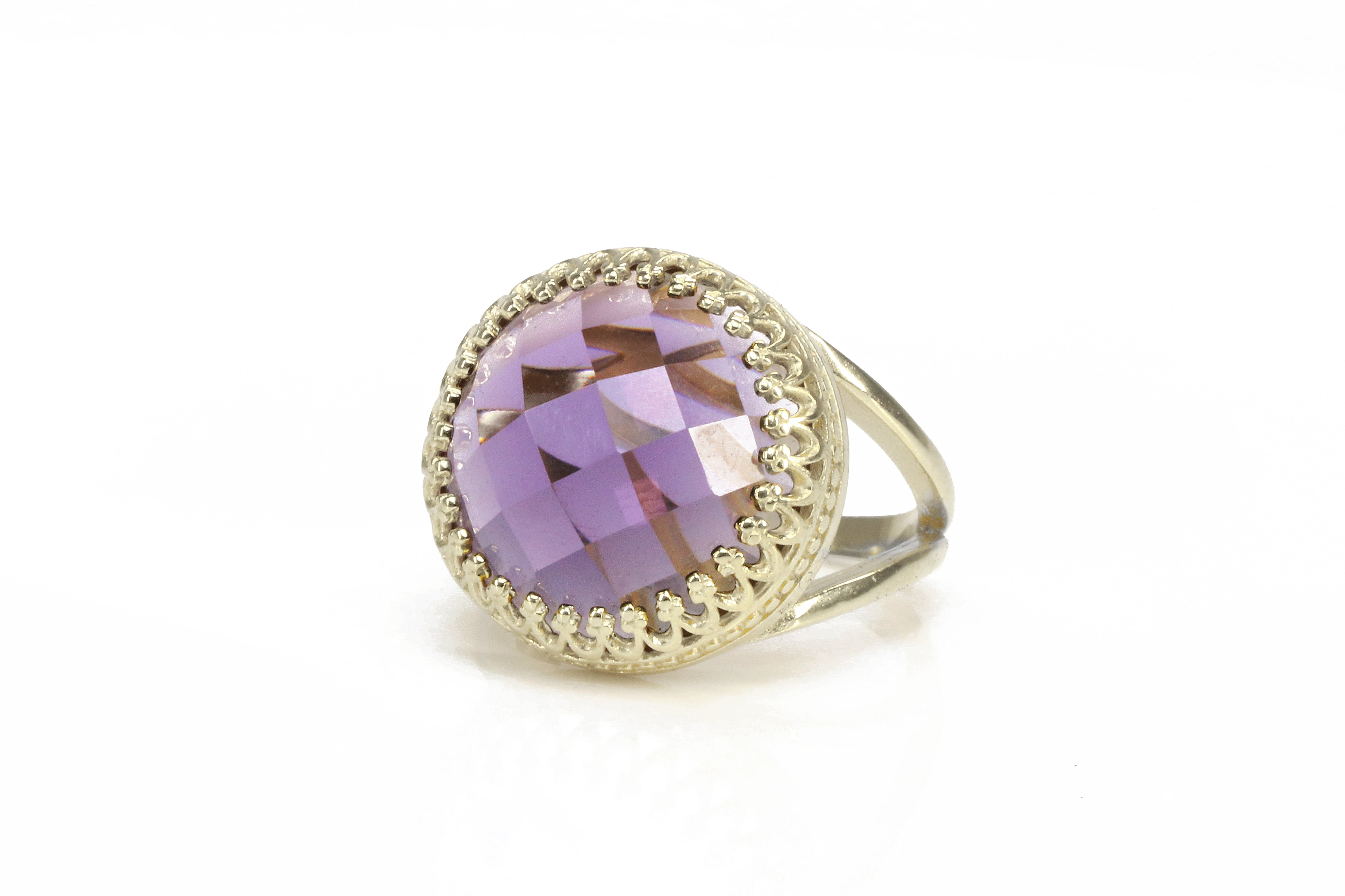 Intricate Amethyst Ring with 14k Gold-filled Band Rings Anemone Jewelry