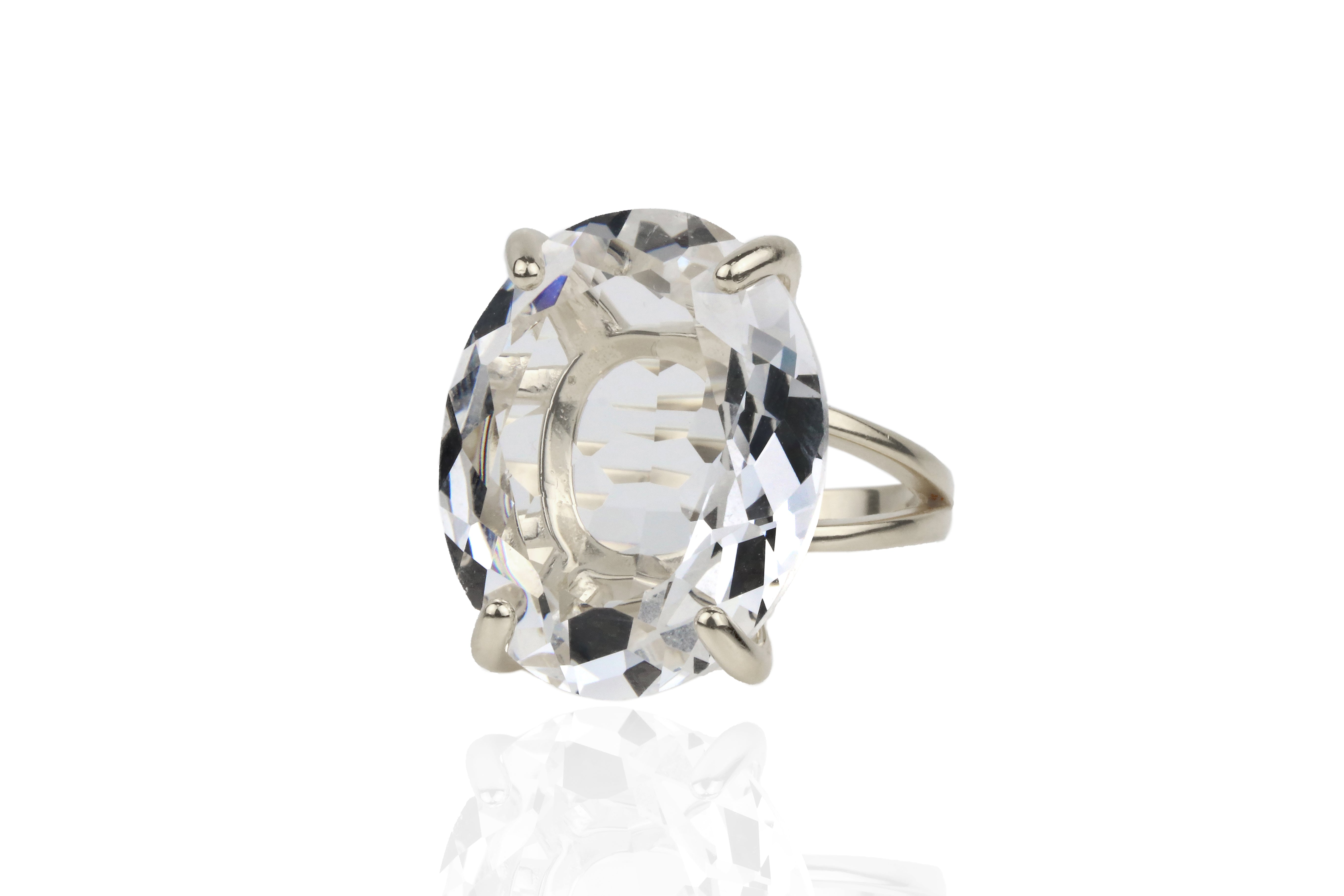 Faceted Quartz Crystal in 14K Gold-filled Ring Band Rings Anemone Jewelry