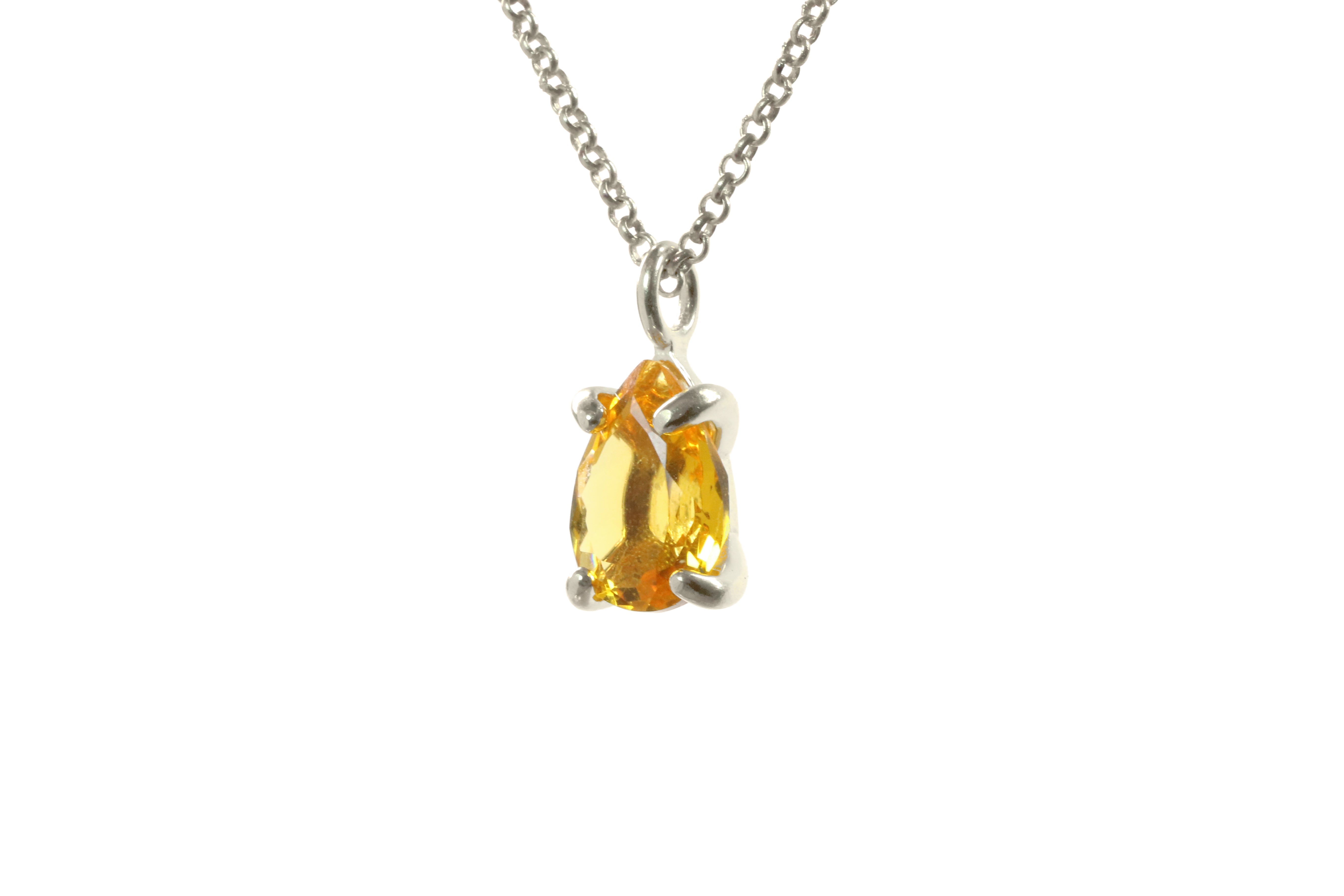 Simple Pear Citrine Pendant Necklace in Gold necklaces Anemone Unique