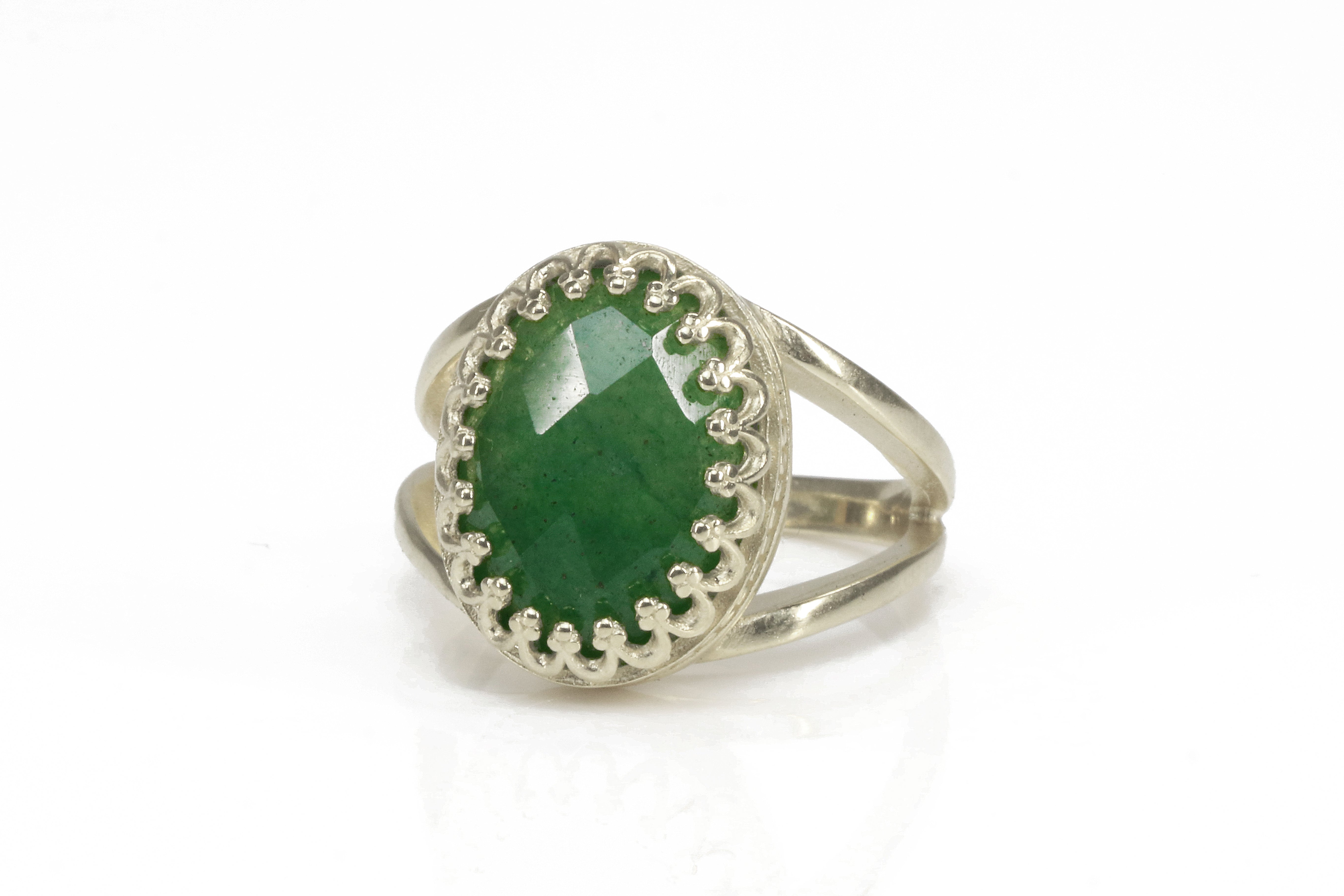Exquisite Green Aventurine Ring in 14k Gold-filled Band Rings Anemone Jewelry