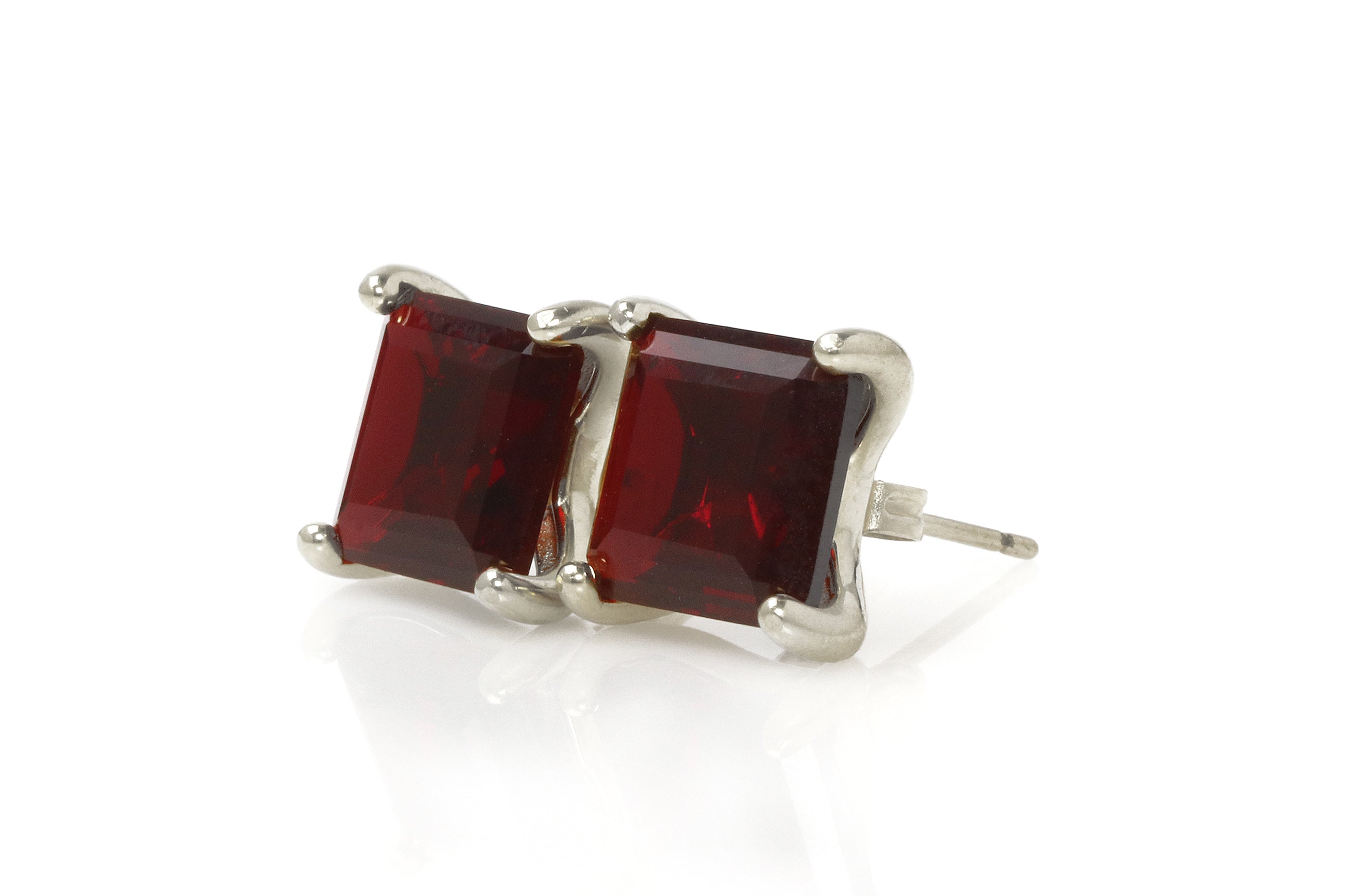 Vibrant Square Garnet Gold Earrings Earrings Anemone Unique