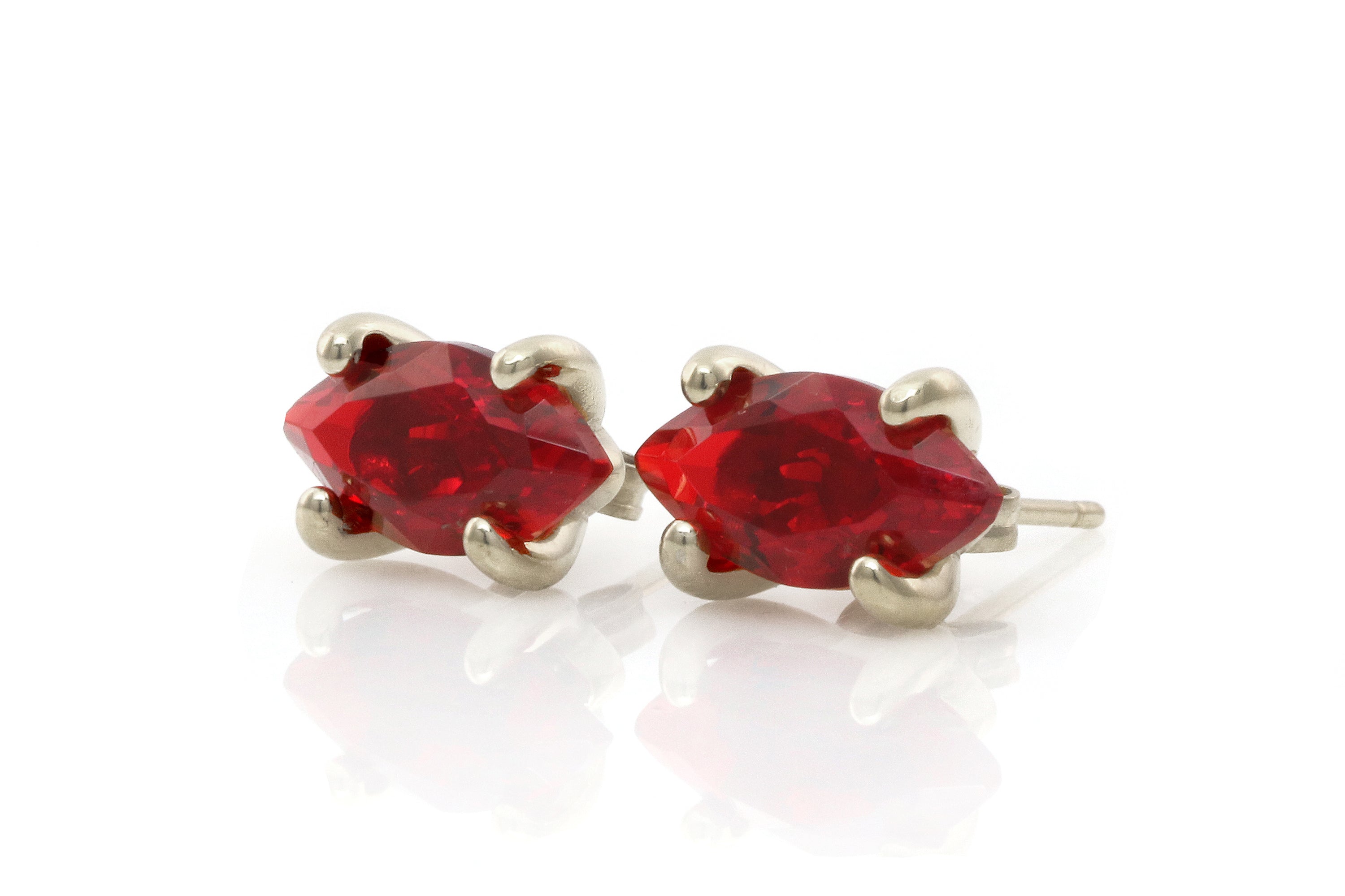 Dainty Marquise Red Ruby Gold Earrings Earrings Anemone Unique
