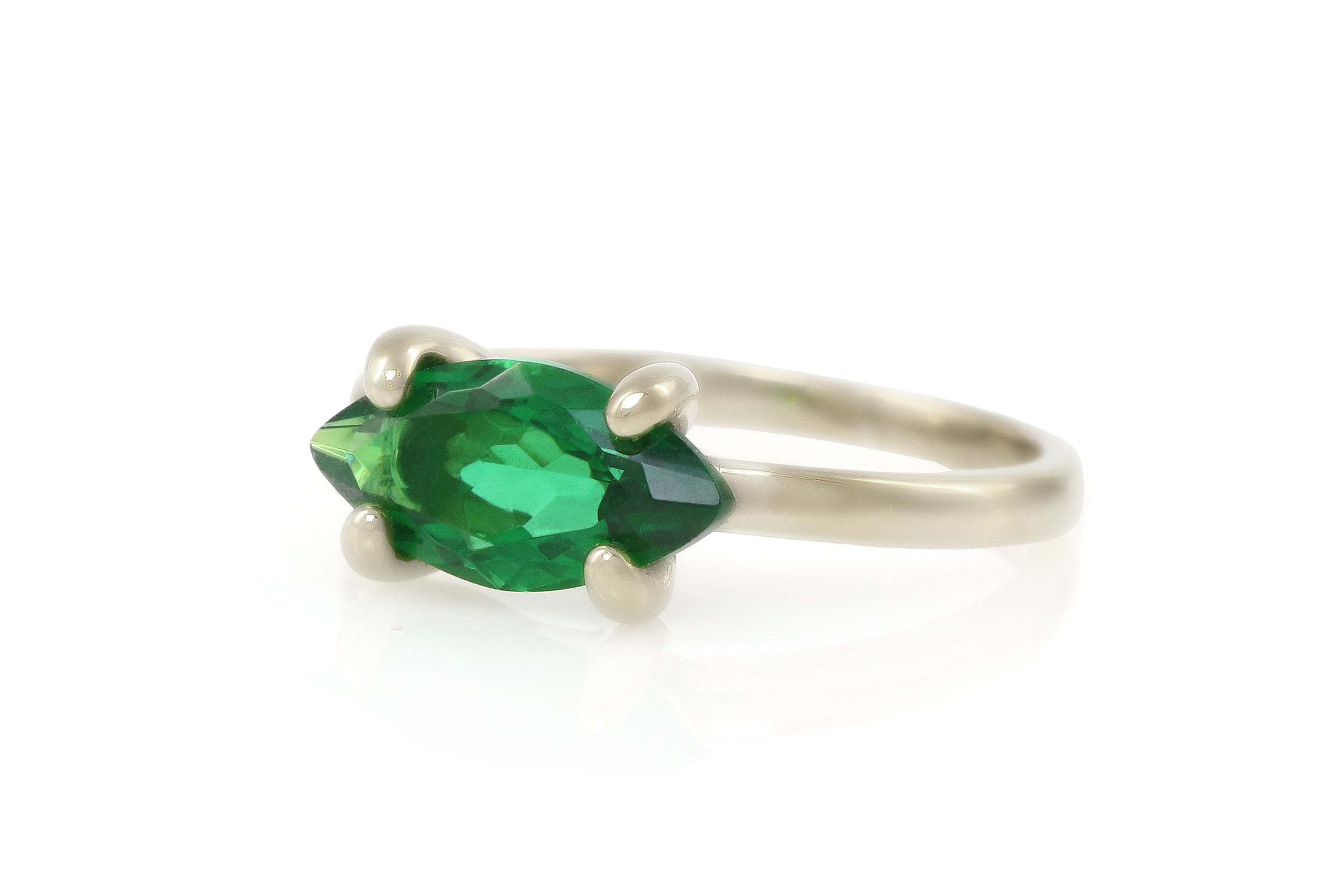 Dainty Emerald Gemstone Rose Gold Ring Rings Anemone Unique