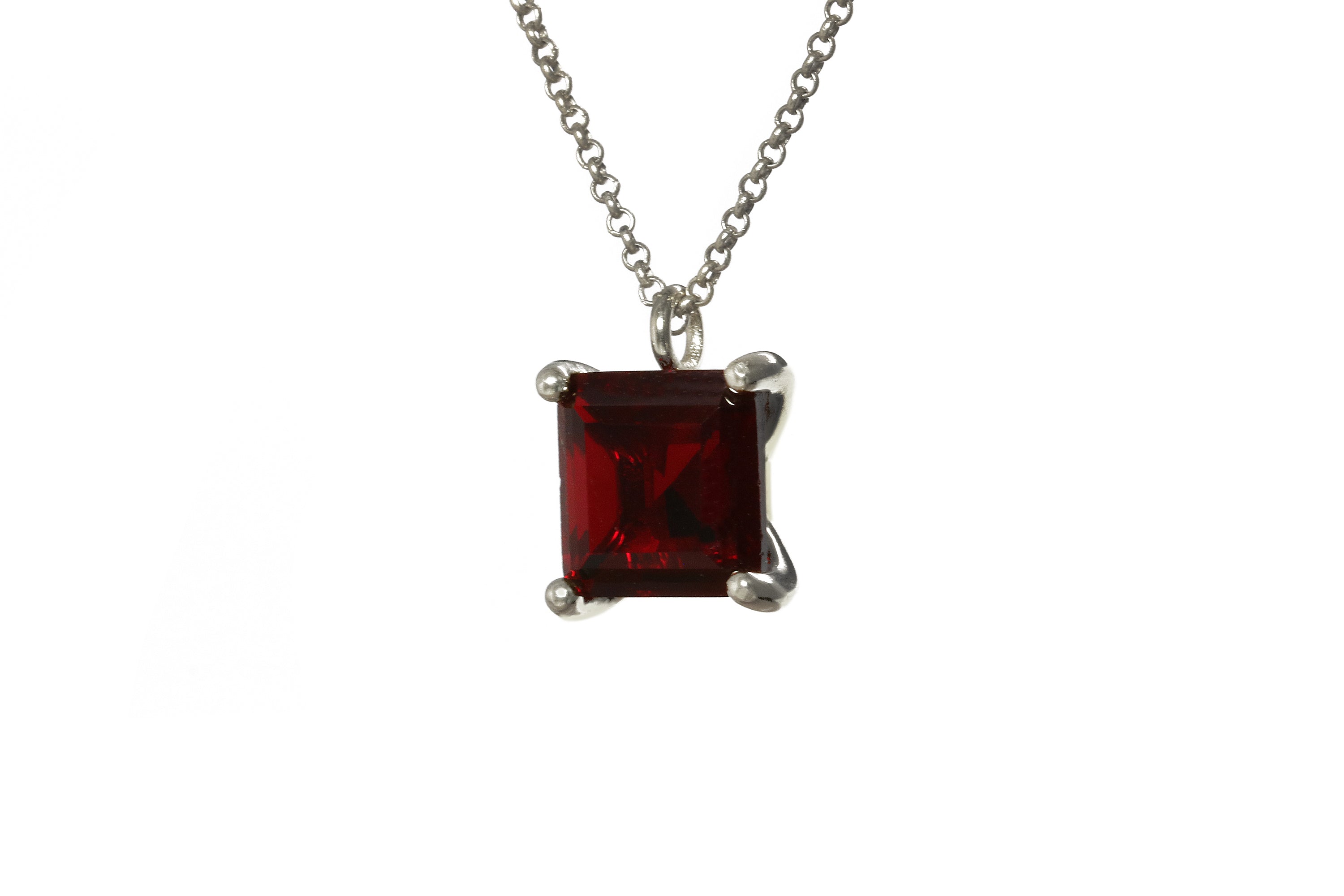 Square Garnet Pendant Gold Necklace necklaces Anemone Unique
