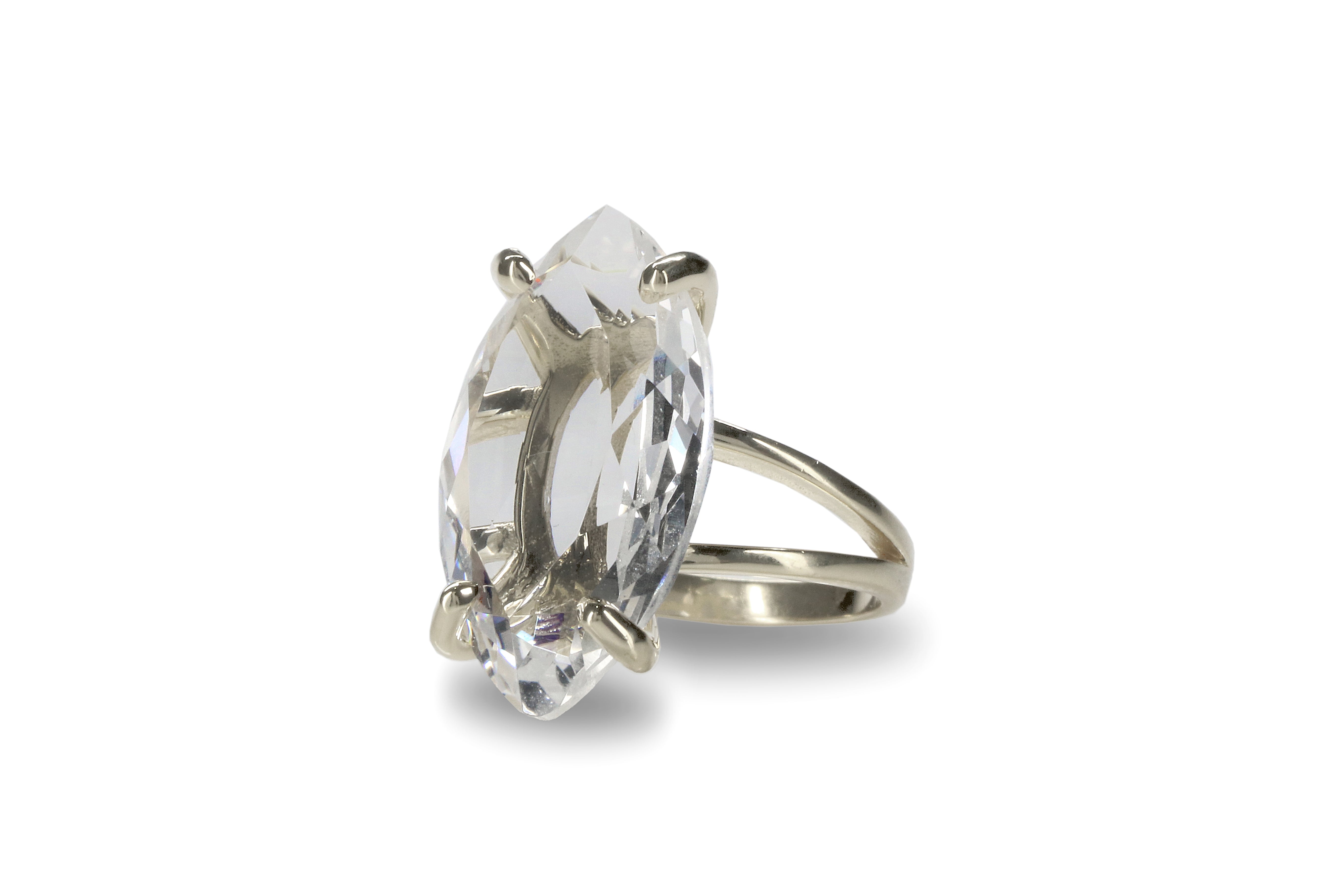 Marquise Quartz Crystal in Rose Gold Rings Anemone Jewelry