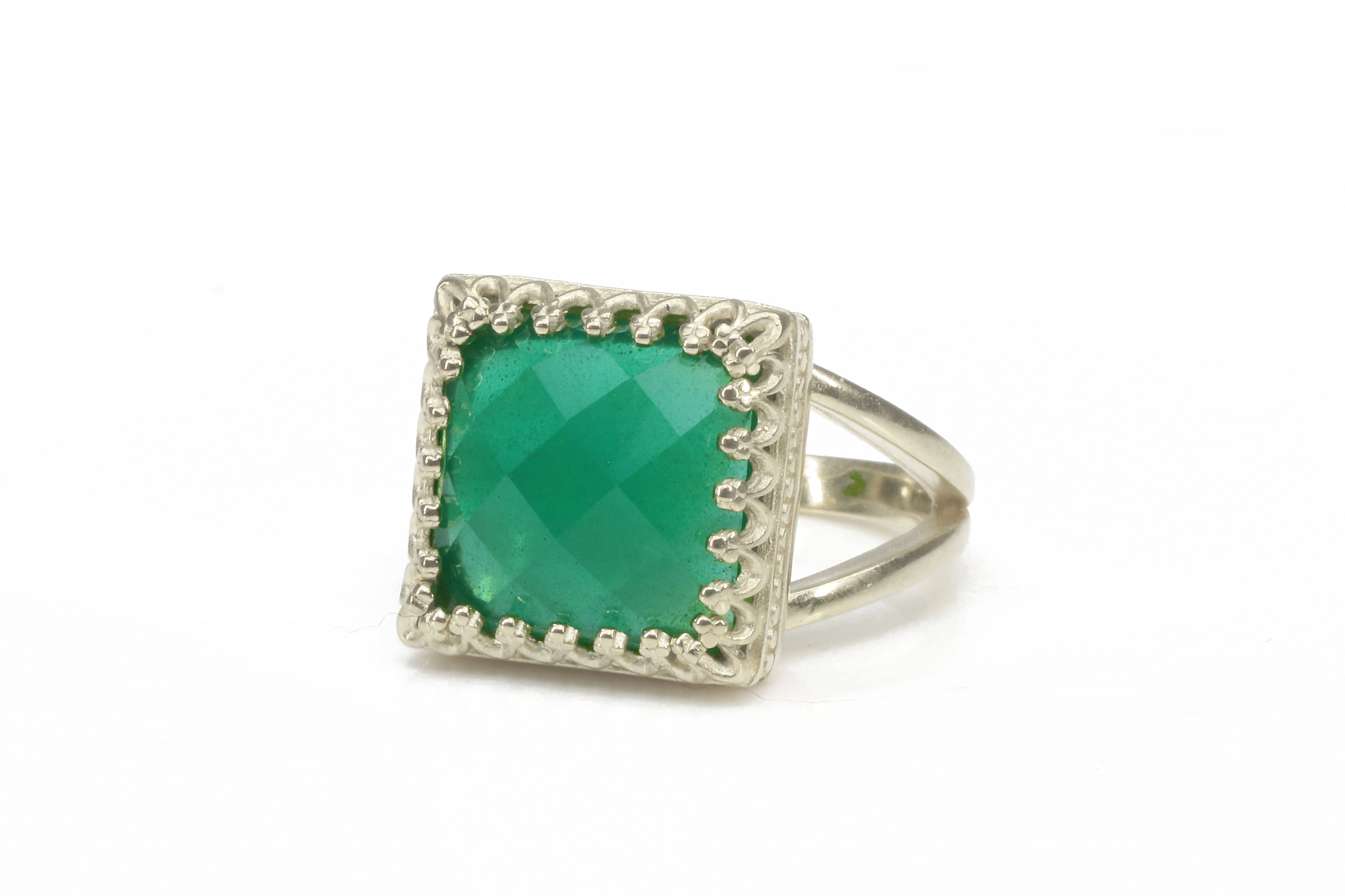 Green Onyx in 925 Sterling Silver Rings Anemone Jewelry