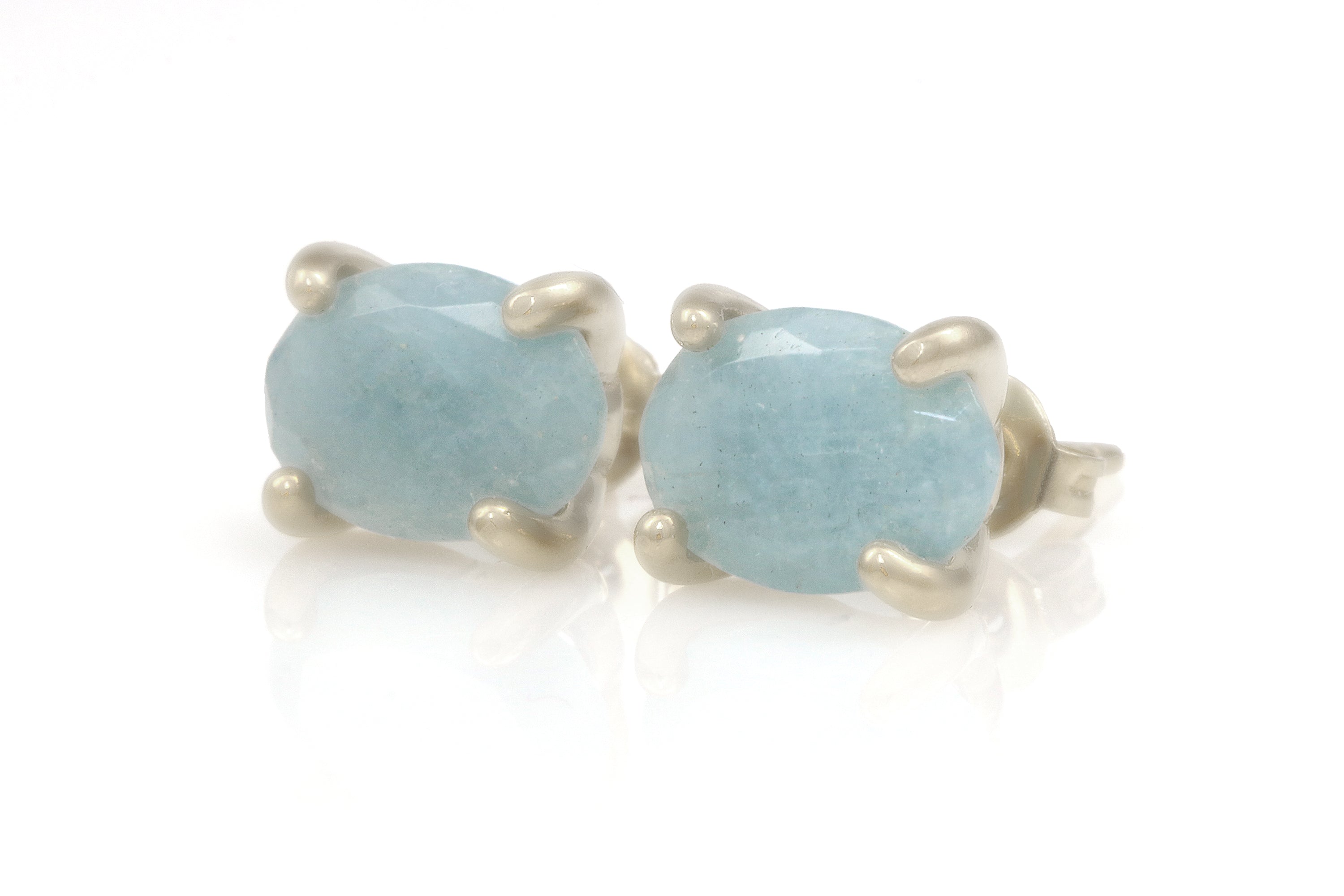 Oval Aquamarine Gold Stud Earrings Earrings Anemone Unique