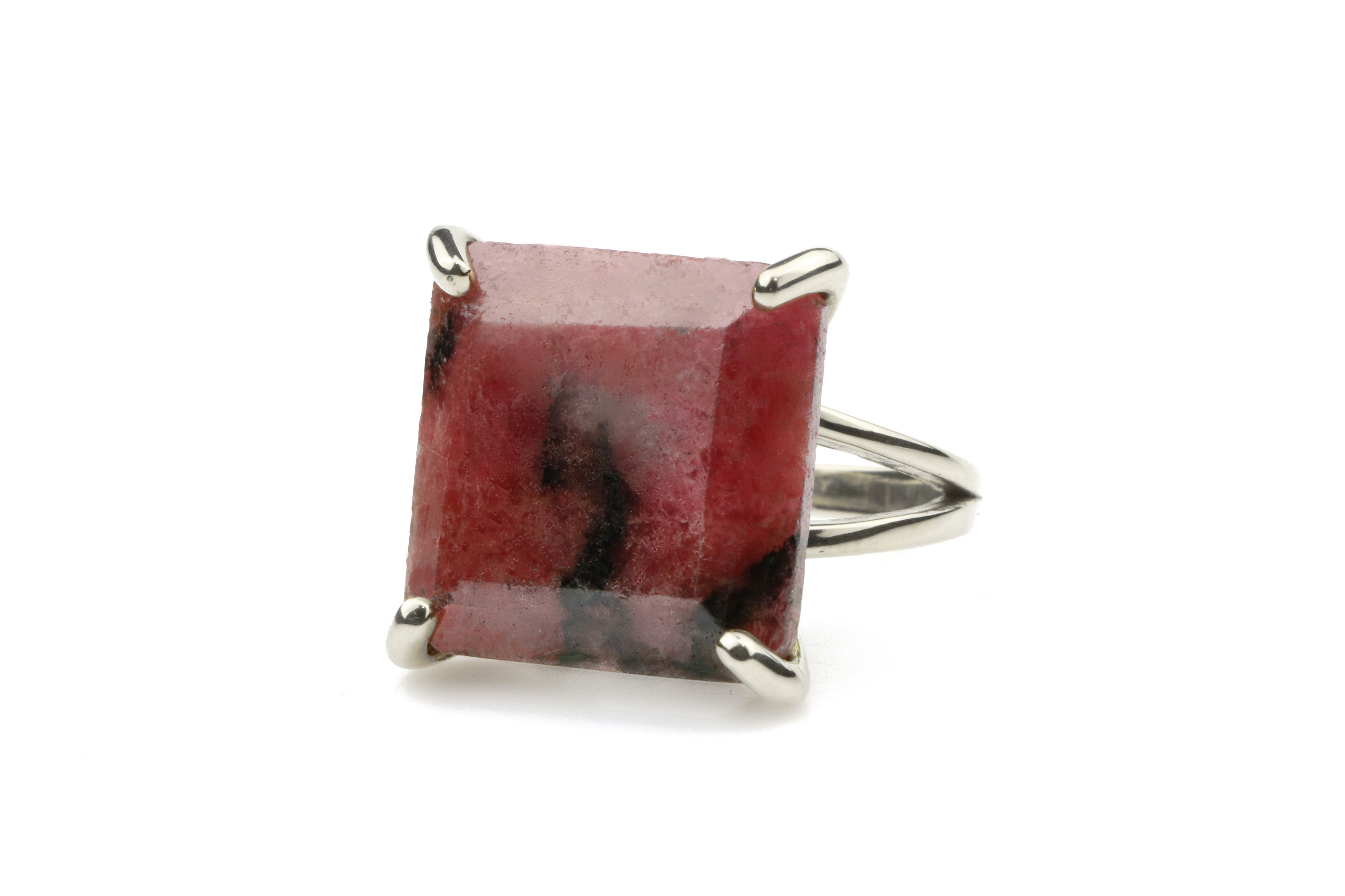 Artisan Rhodonite Ring with 925 Sterling Silver Ring Band Rings Anemone Jewelry