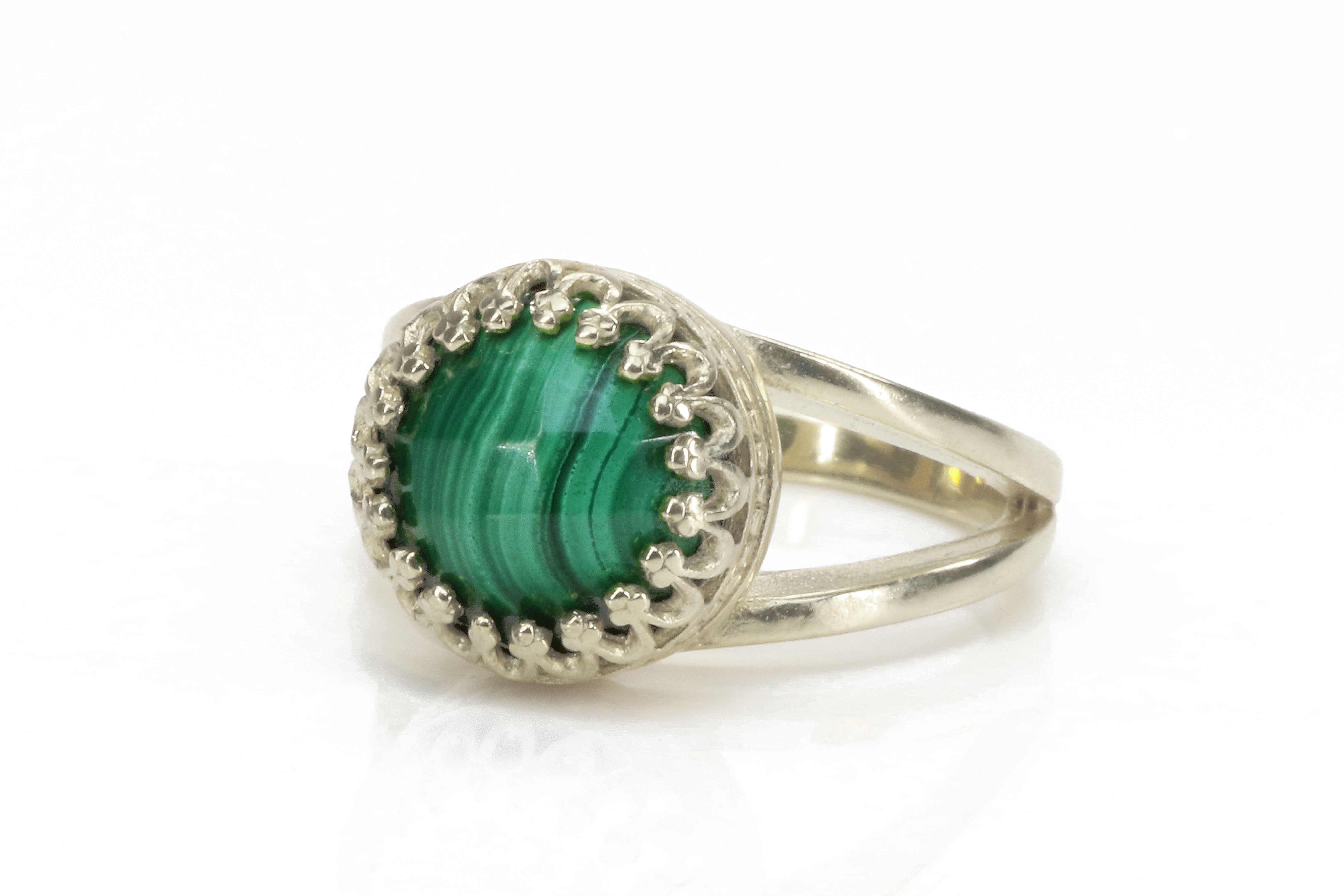 Lovely Malachite Ring in14k Rose Gold Rings Anemone Jewelry