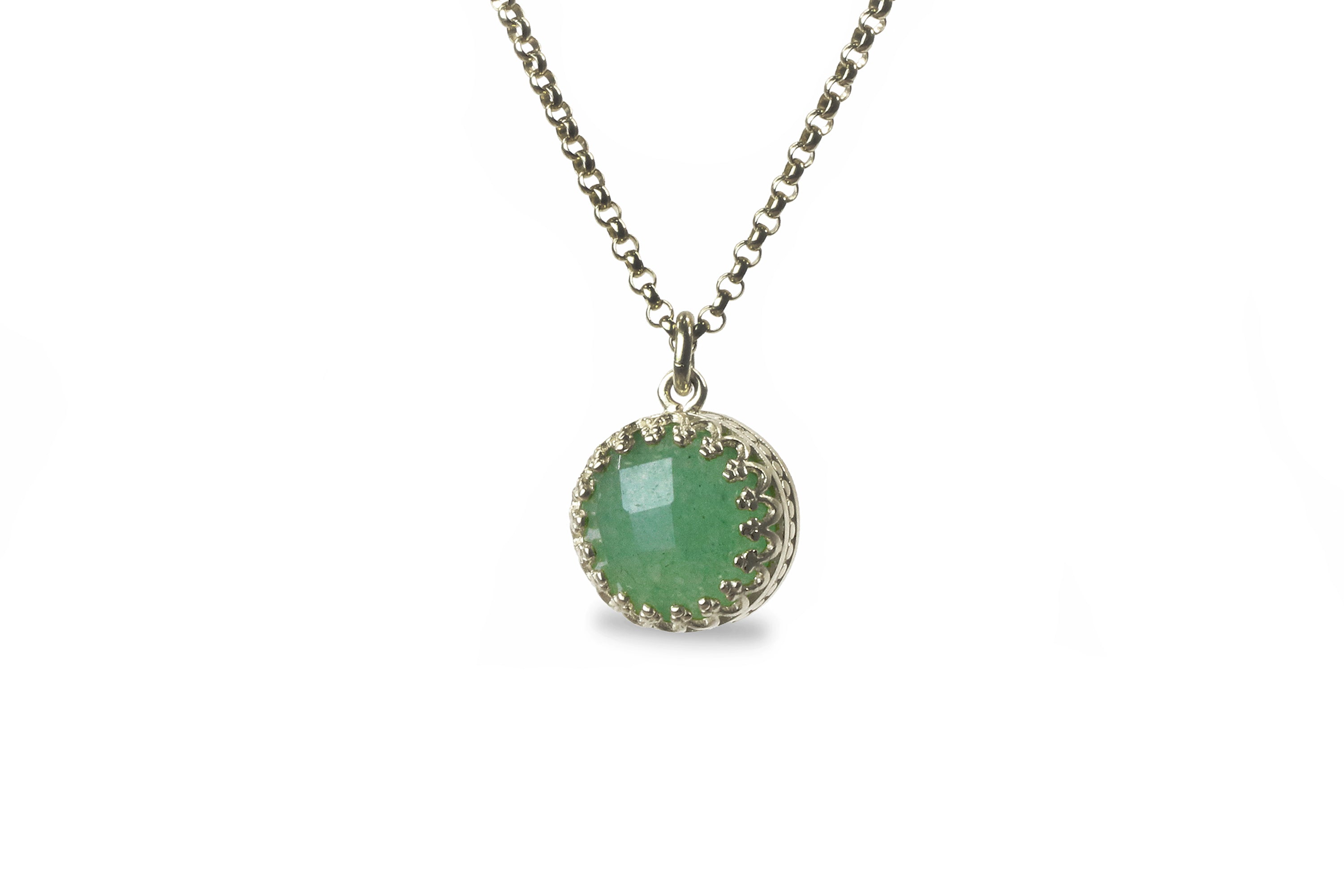 Round Green Aventurine Necklace in Gold Filled necklaces Anemone Jewelry