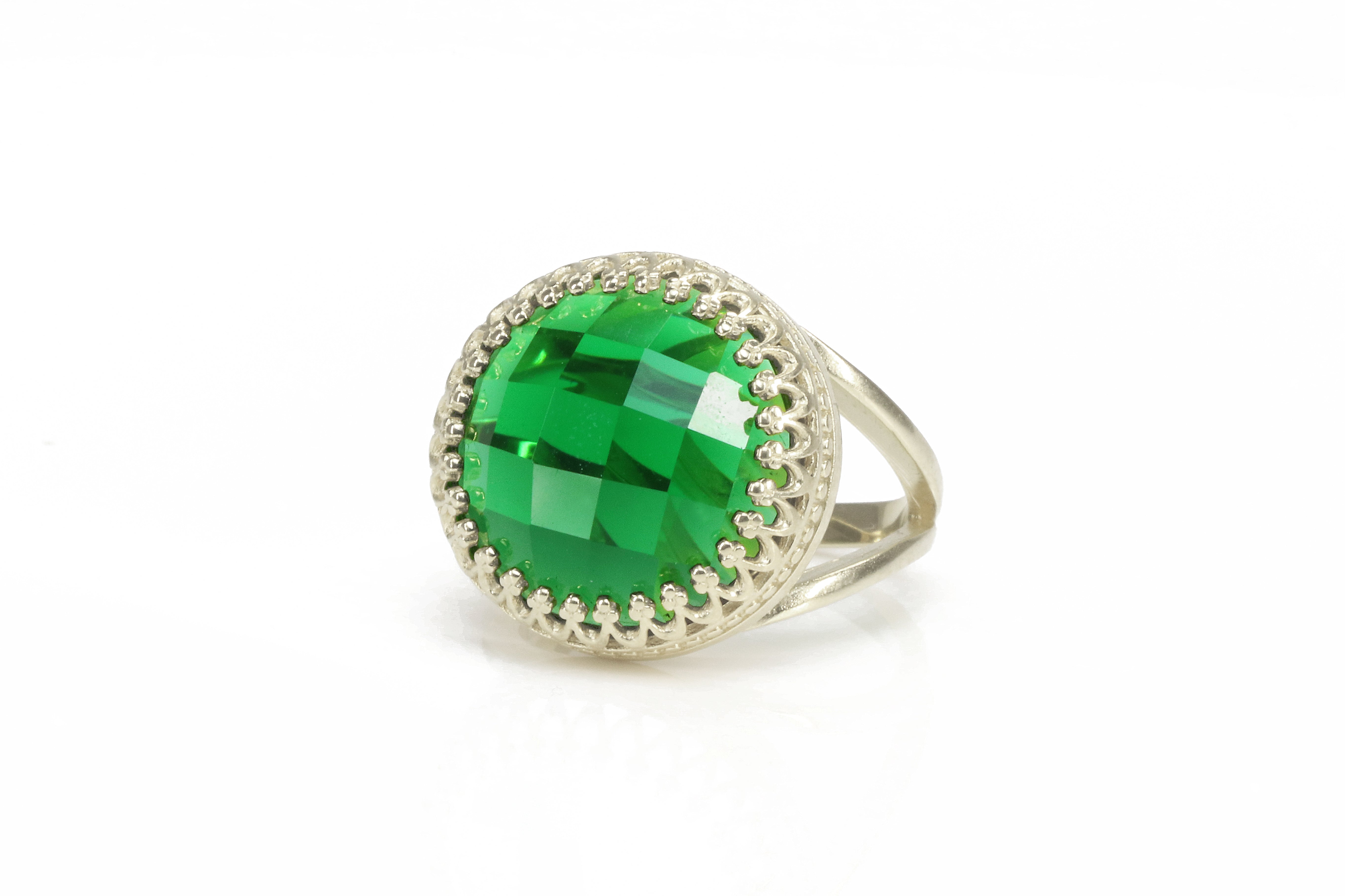 Artisan Emerald Gemstone in 14k Gold Rings for Women Rings Anemone Jewelry