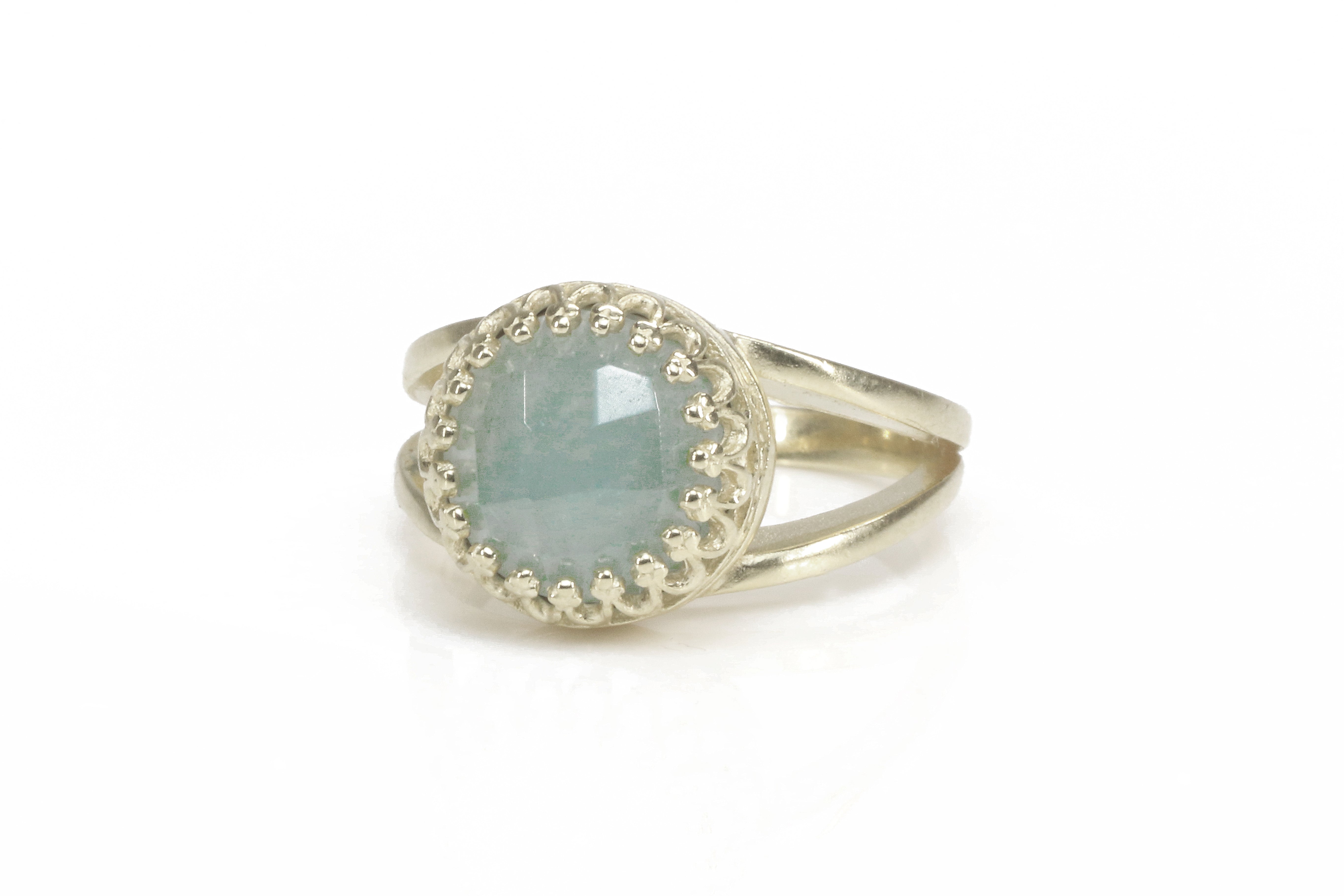 Faceted Aquamarine Ring in14k Rose Gold Rings Anemone Jewelry