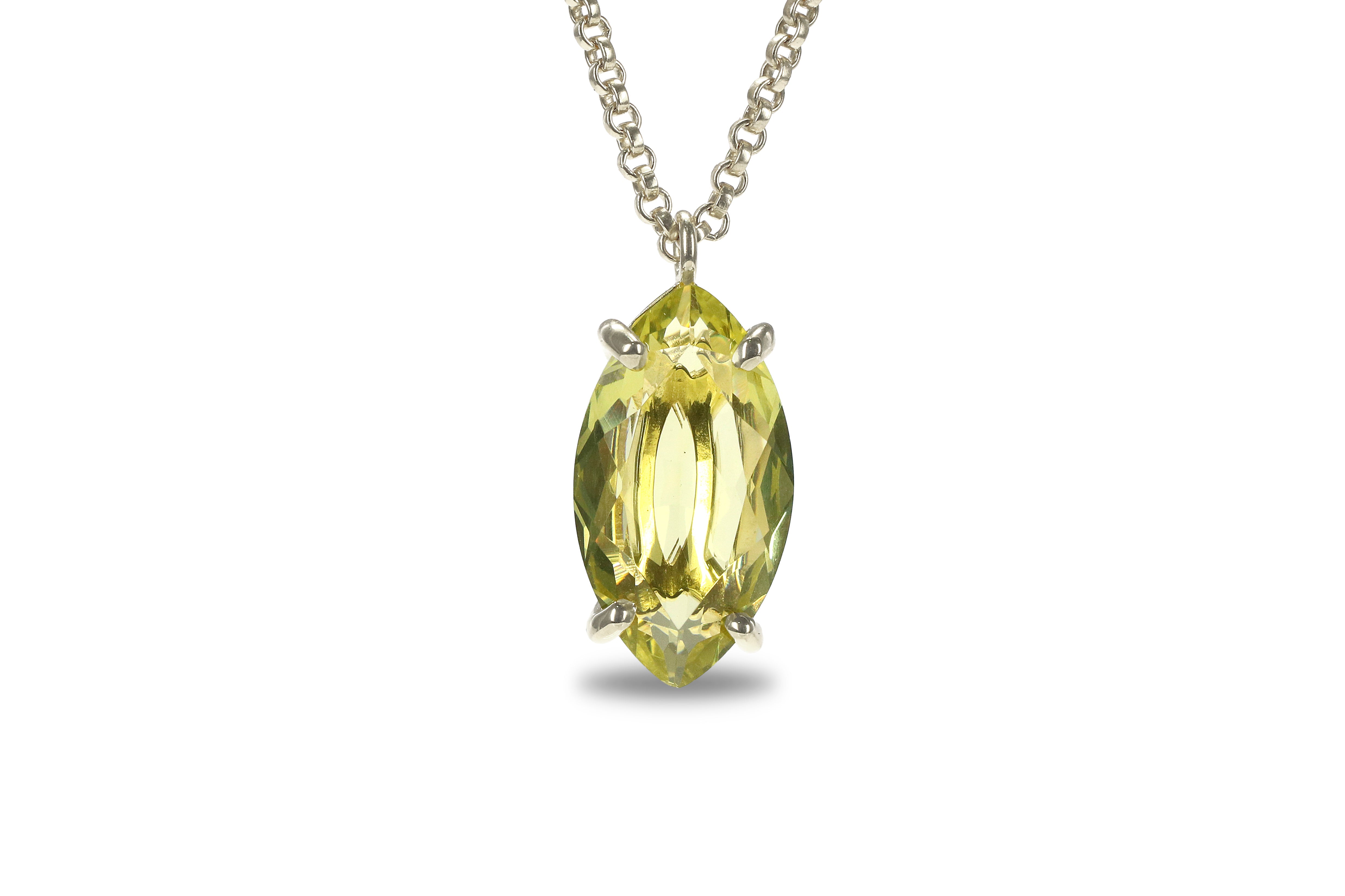 Marquise Lemon Quartz Pendant Gold Necklace necklaces Anemone Jewelry