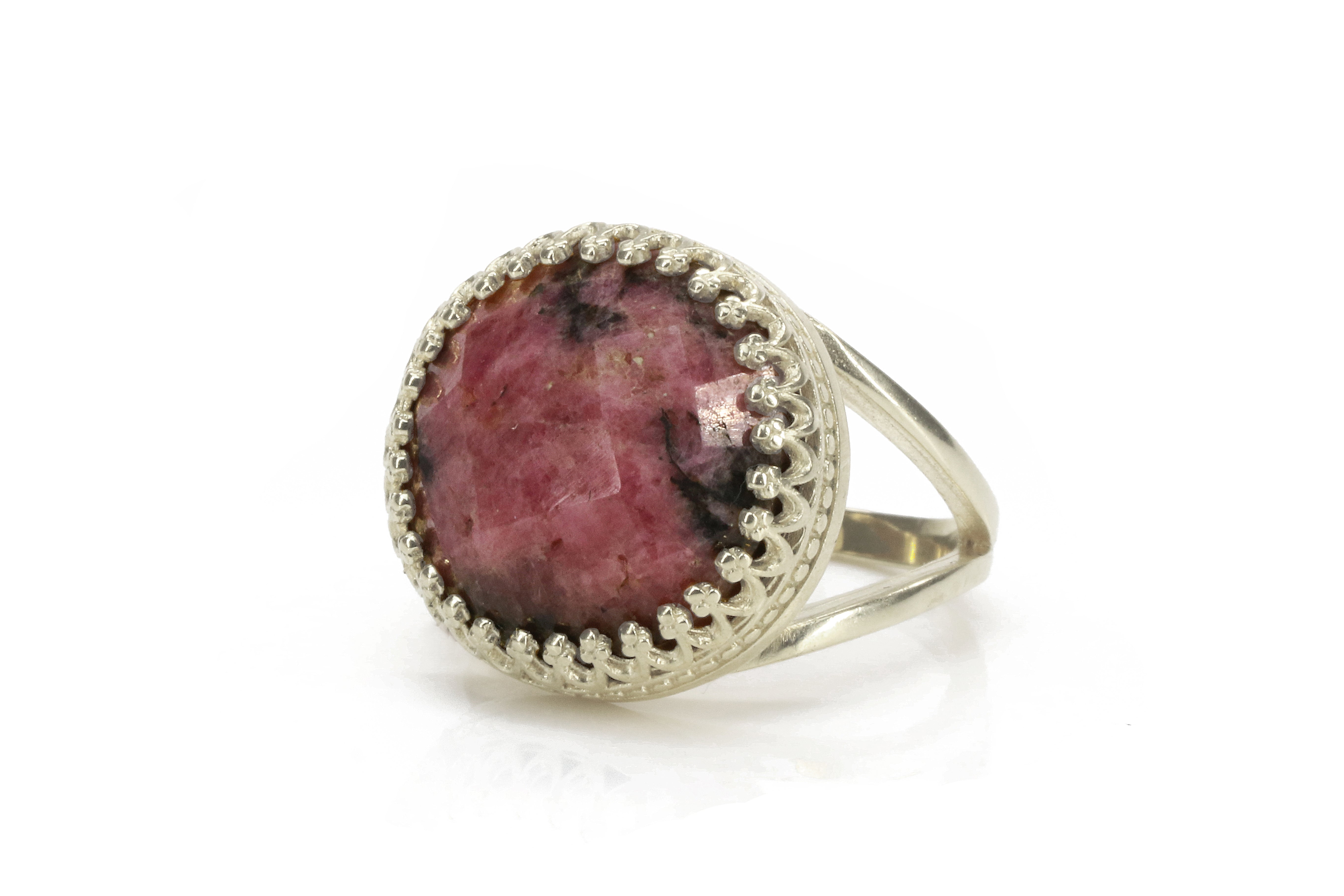 Fine Rhodonite Ring with 14K Rose Gold-filled Band Rings Anemone Jewelry