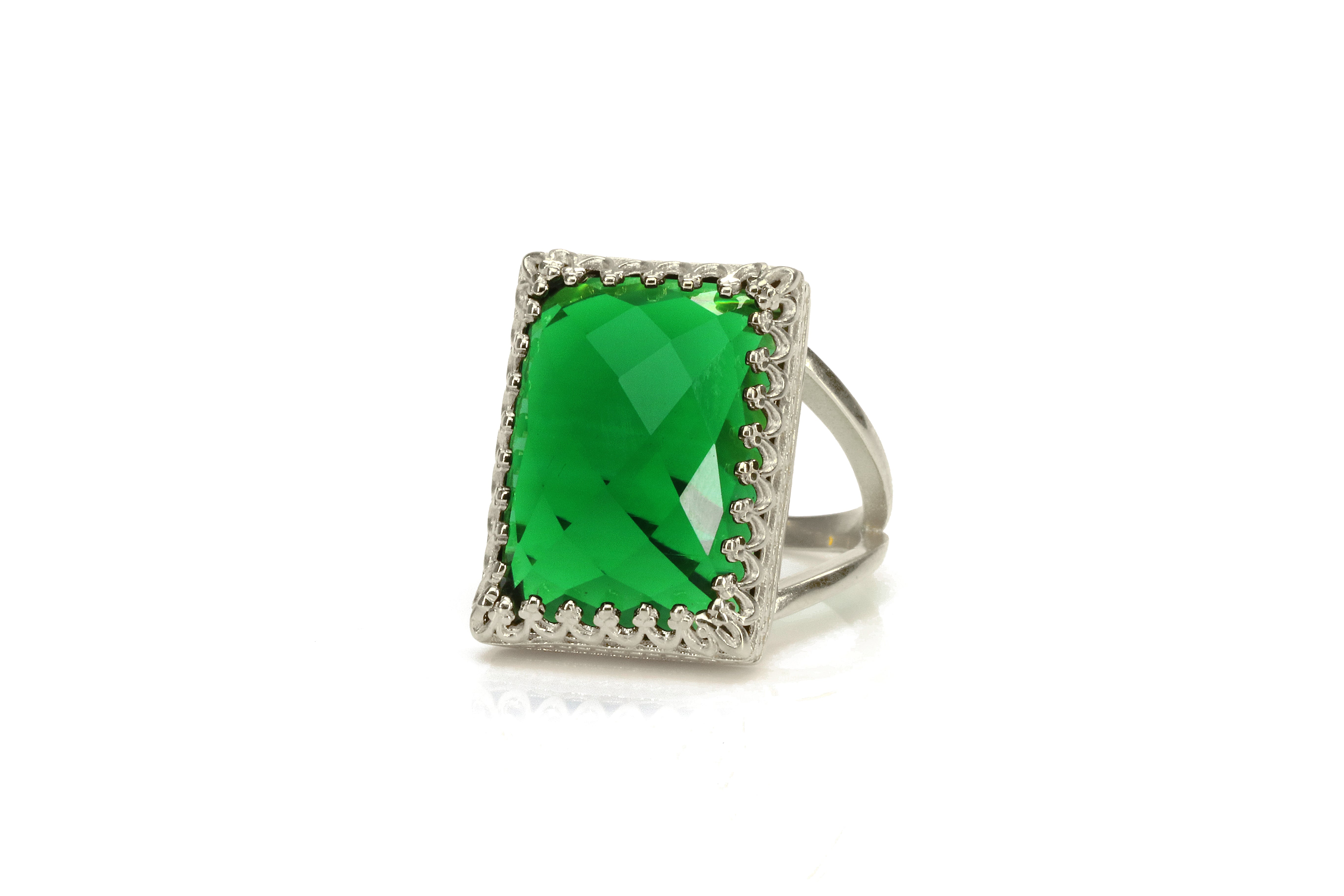 Rectangle Cut Emerald Ring in Gold Rings Anemone Jewelry