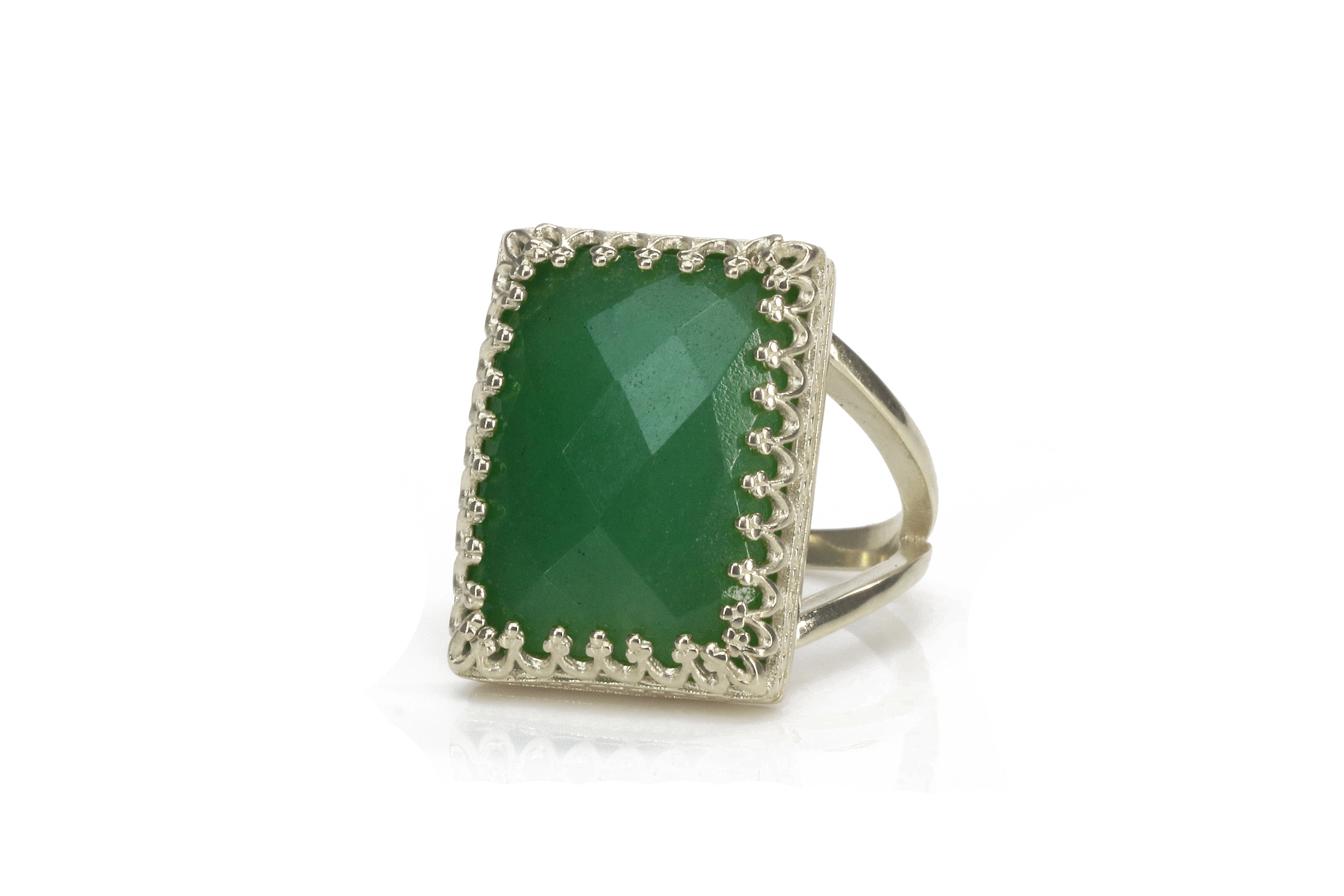 13x18mm Green Jade in 14k Rose Gold-filled Ring Band Rings Anemone Jewelry