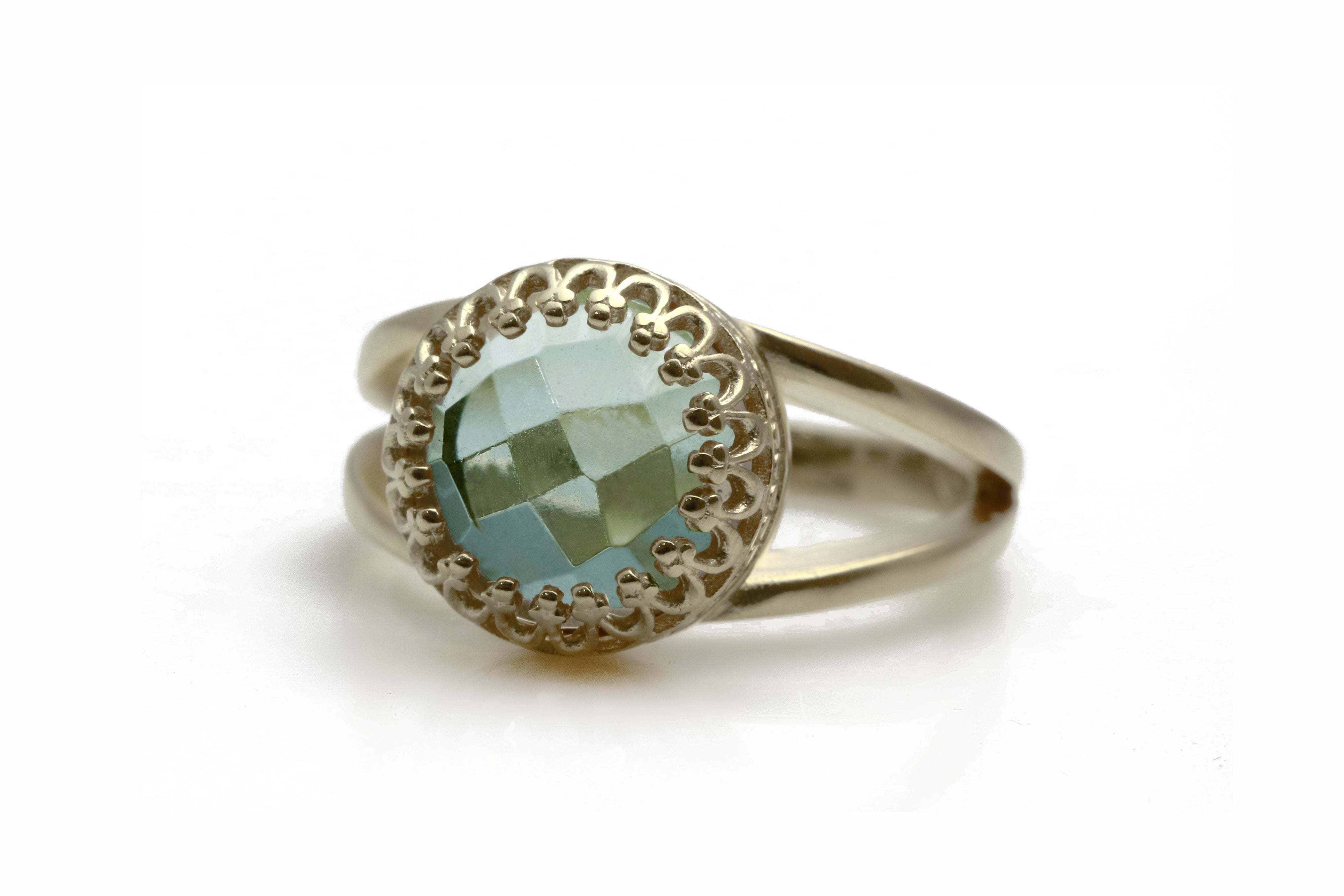 Round Topaz Ring in Sterling Silver Rings Anemone Jewelry