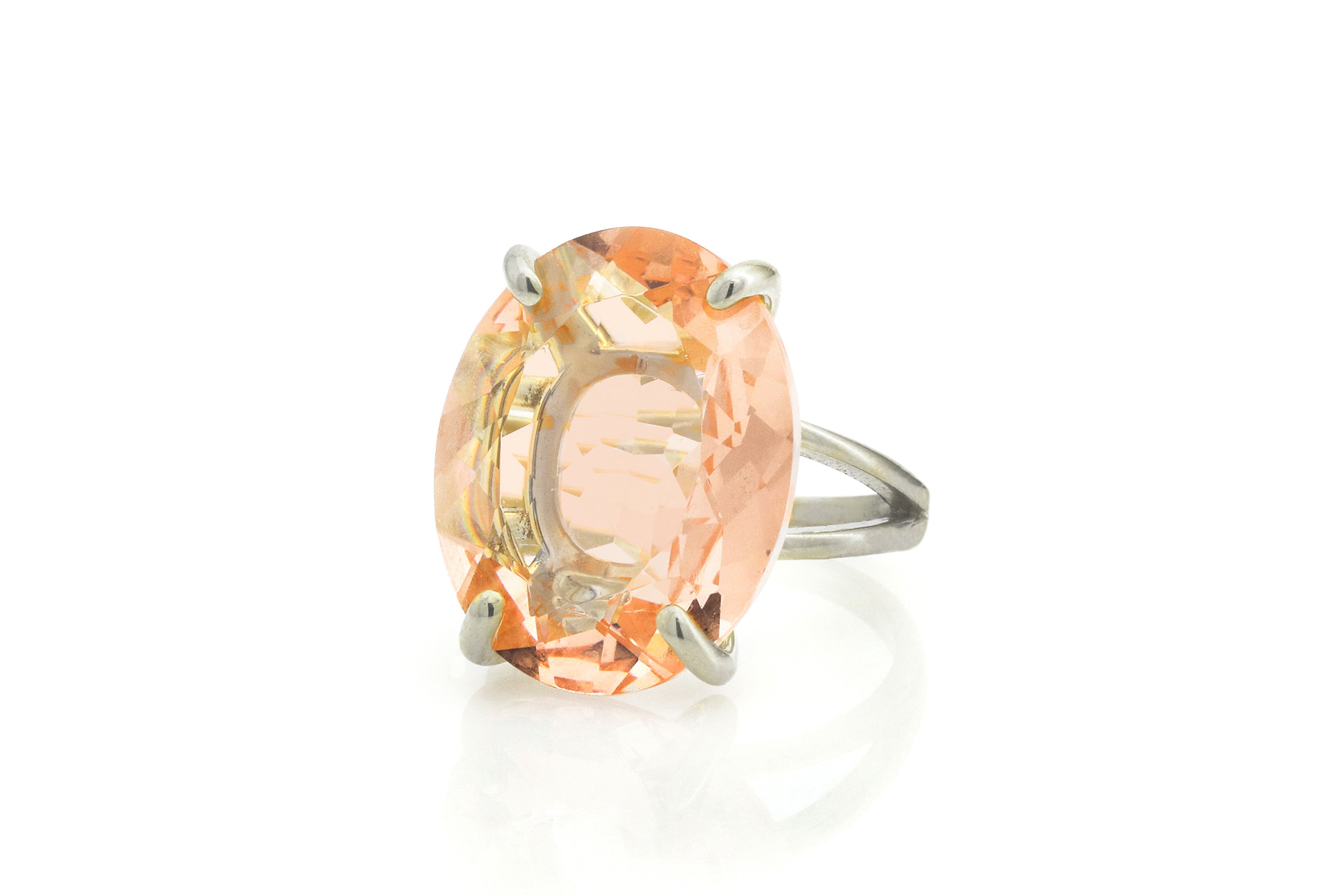 Oval Morganite Gemstone 14k Gold Ring Rings Anemone Jewelry