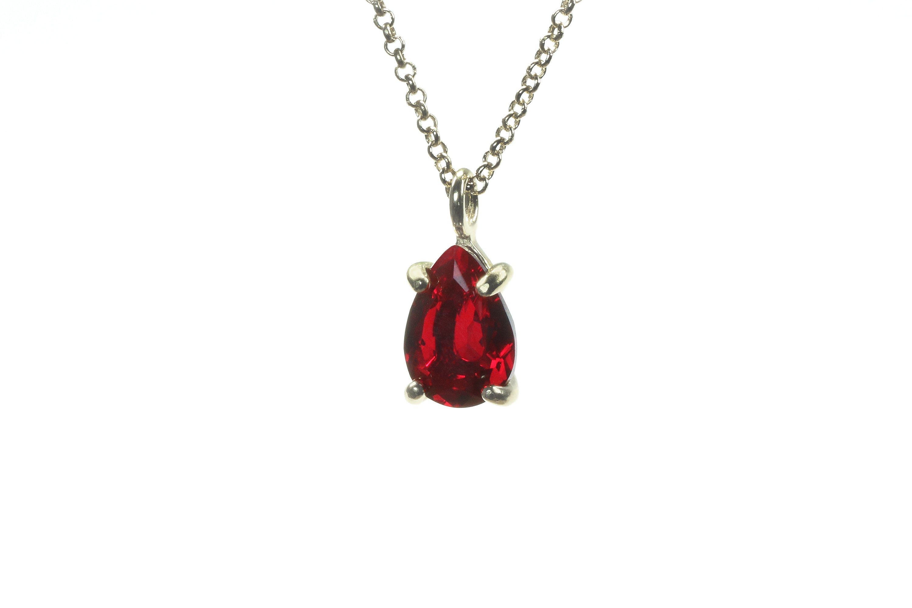 Vibrant Pear Garnet Necklace in Gold necklaces Anemone Unique