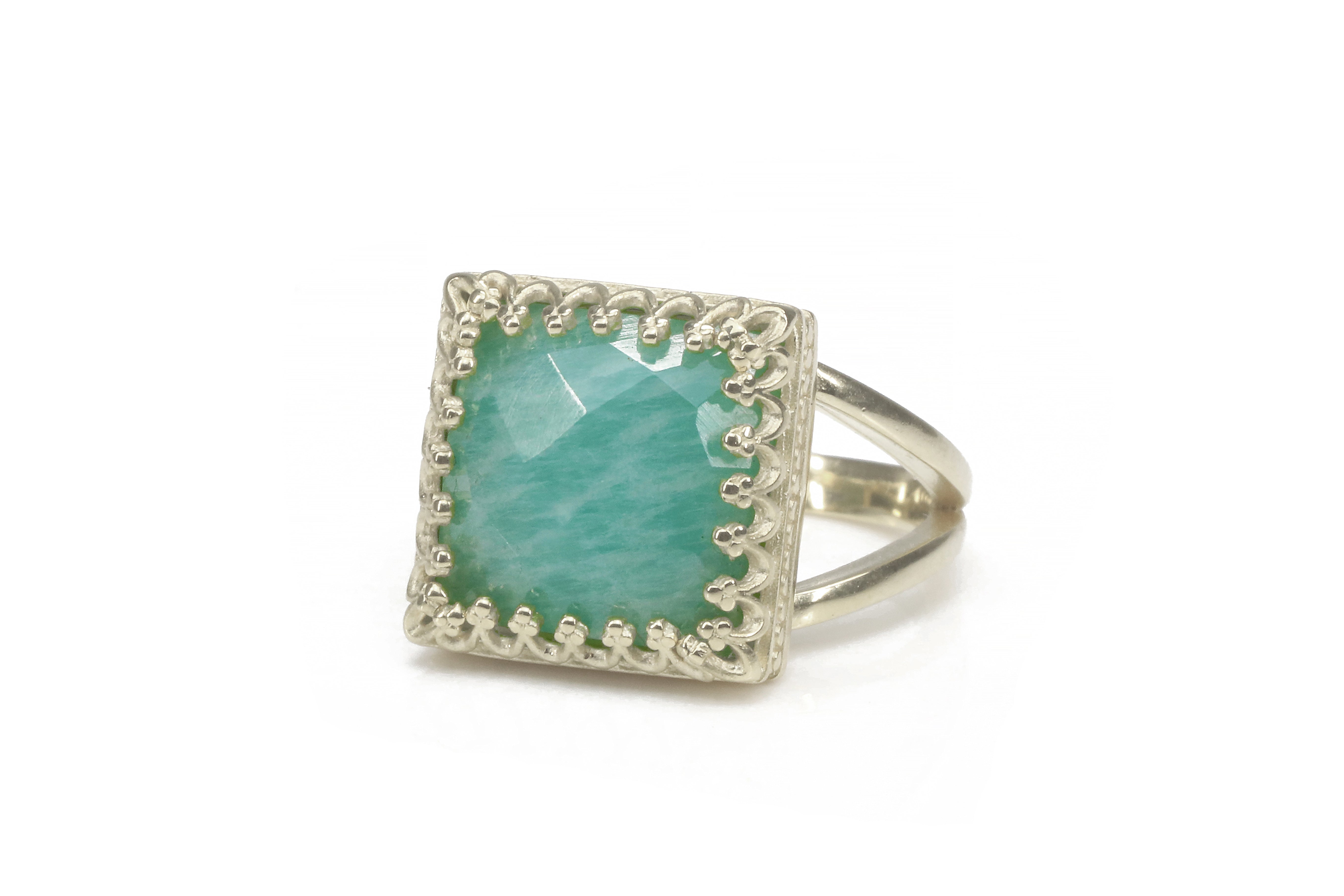 Customizable Amazonite Rose Gold Ring Rings Anemone Jewelry