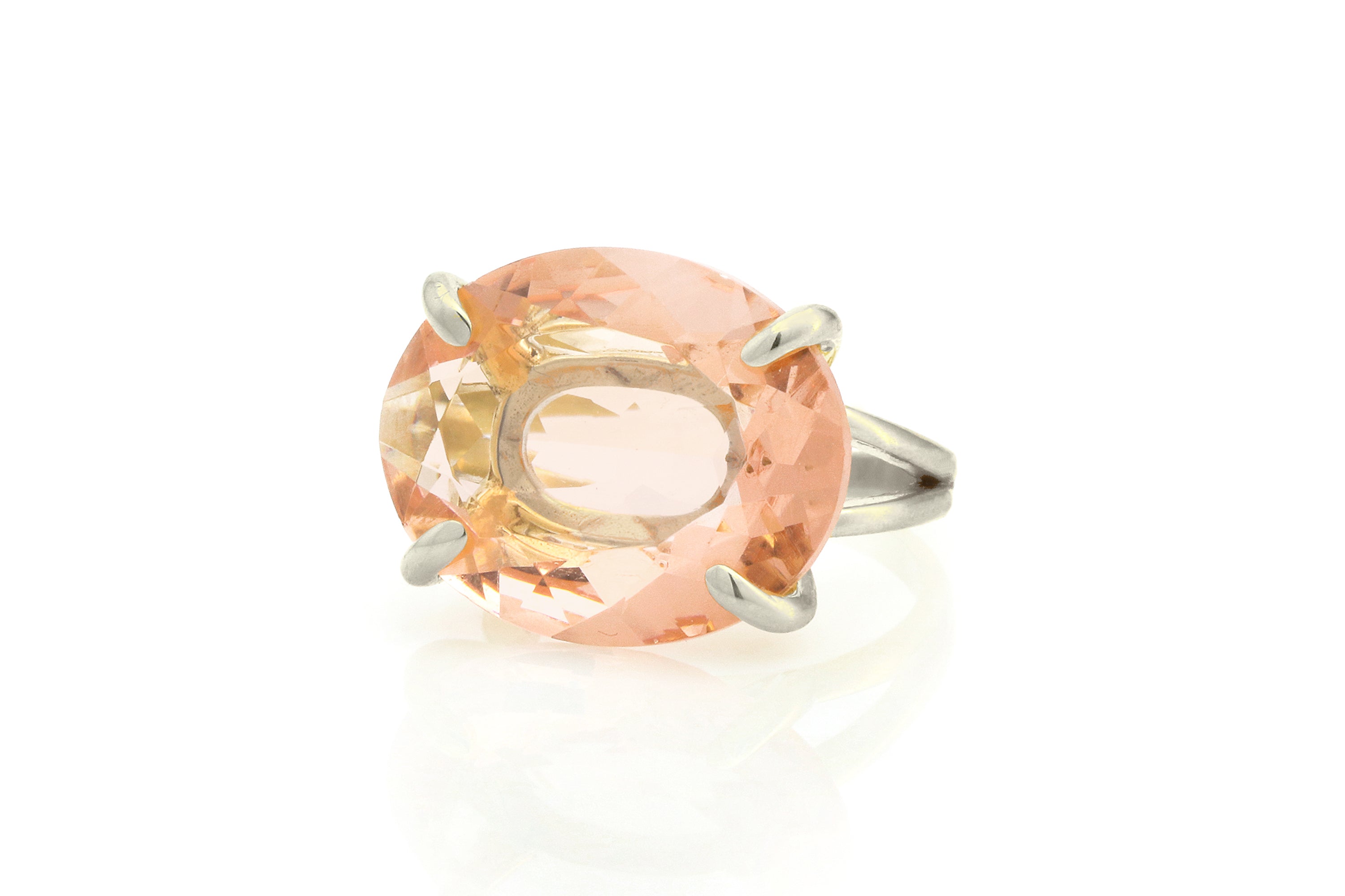Amazing Peach Morganite Stone Gold Ring Rings Anemone Jewelry