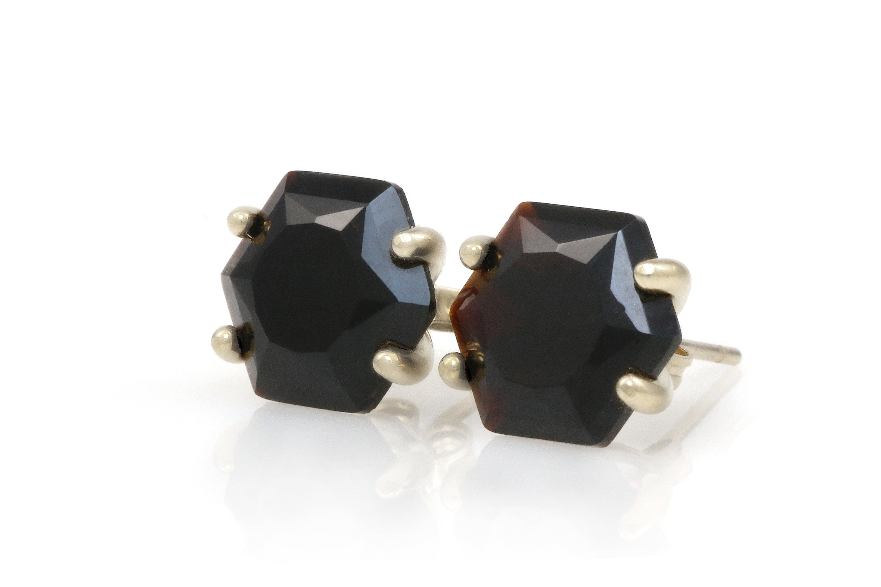 Simple Black Onyx Gold Stud Earrings Earrings Anemone Unique