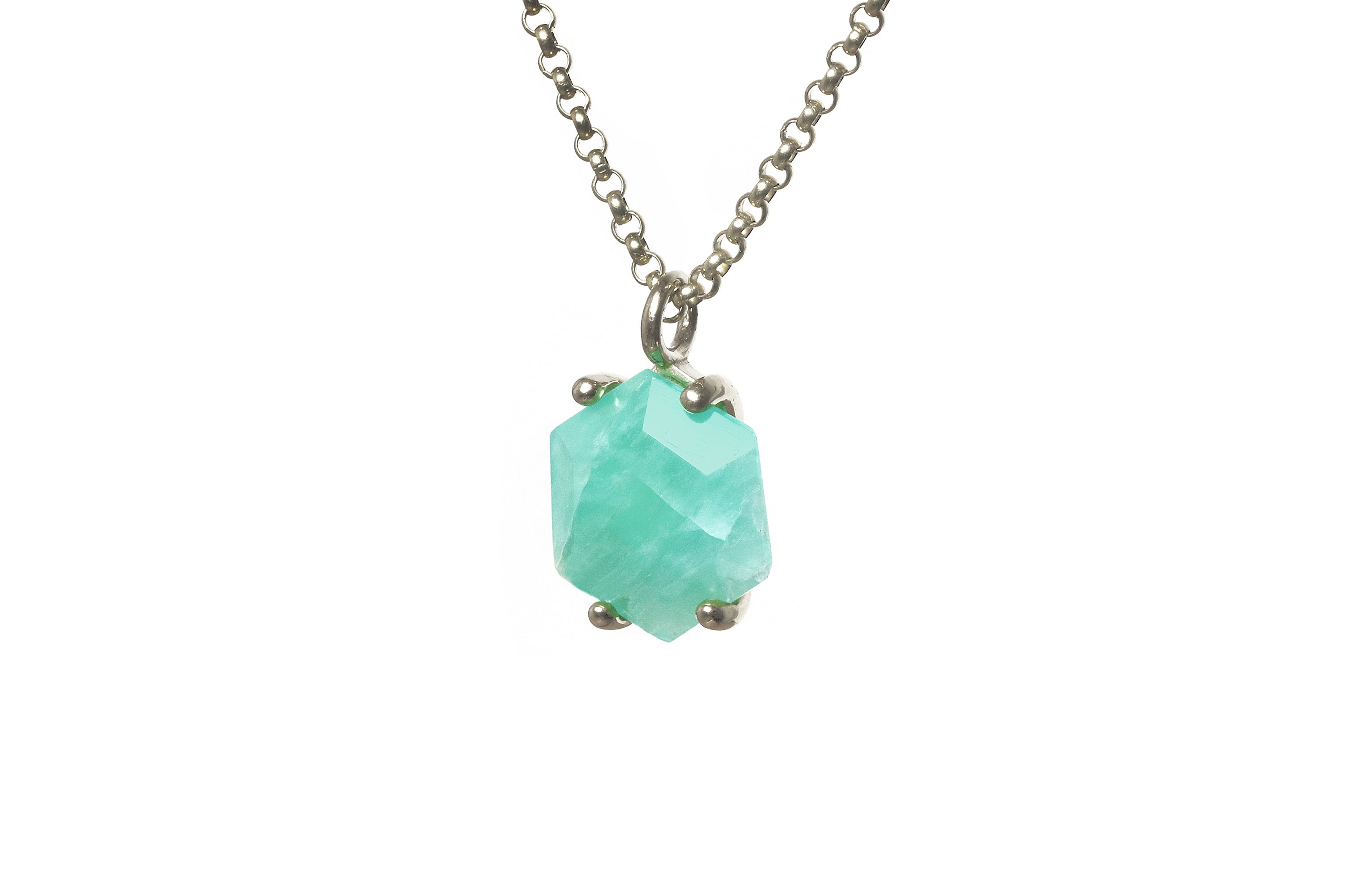 Vibrant Hexagon Amazonite Gold Necklace necklaces Anemone Unique